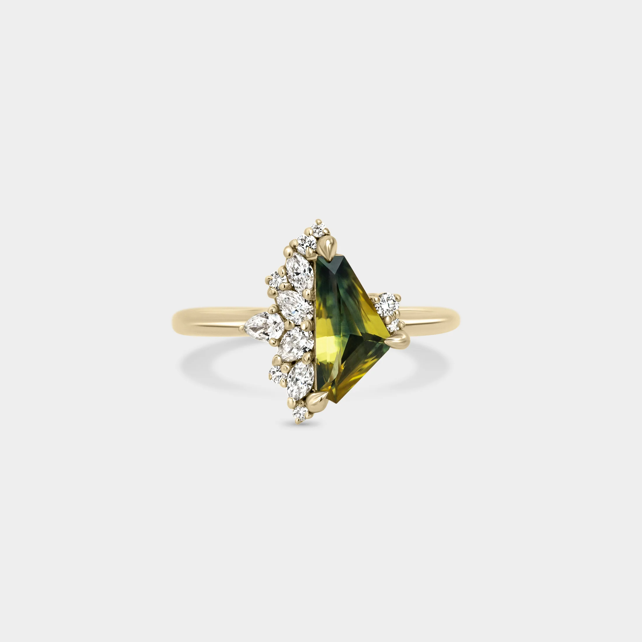 0.92ct Irregular Cluster of Parti Sapphire & diamond