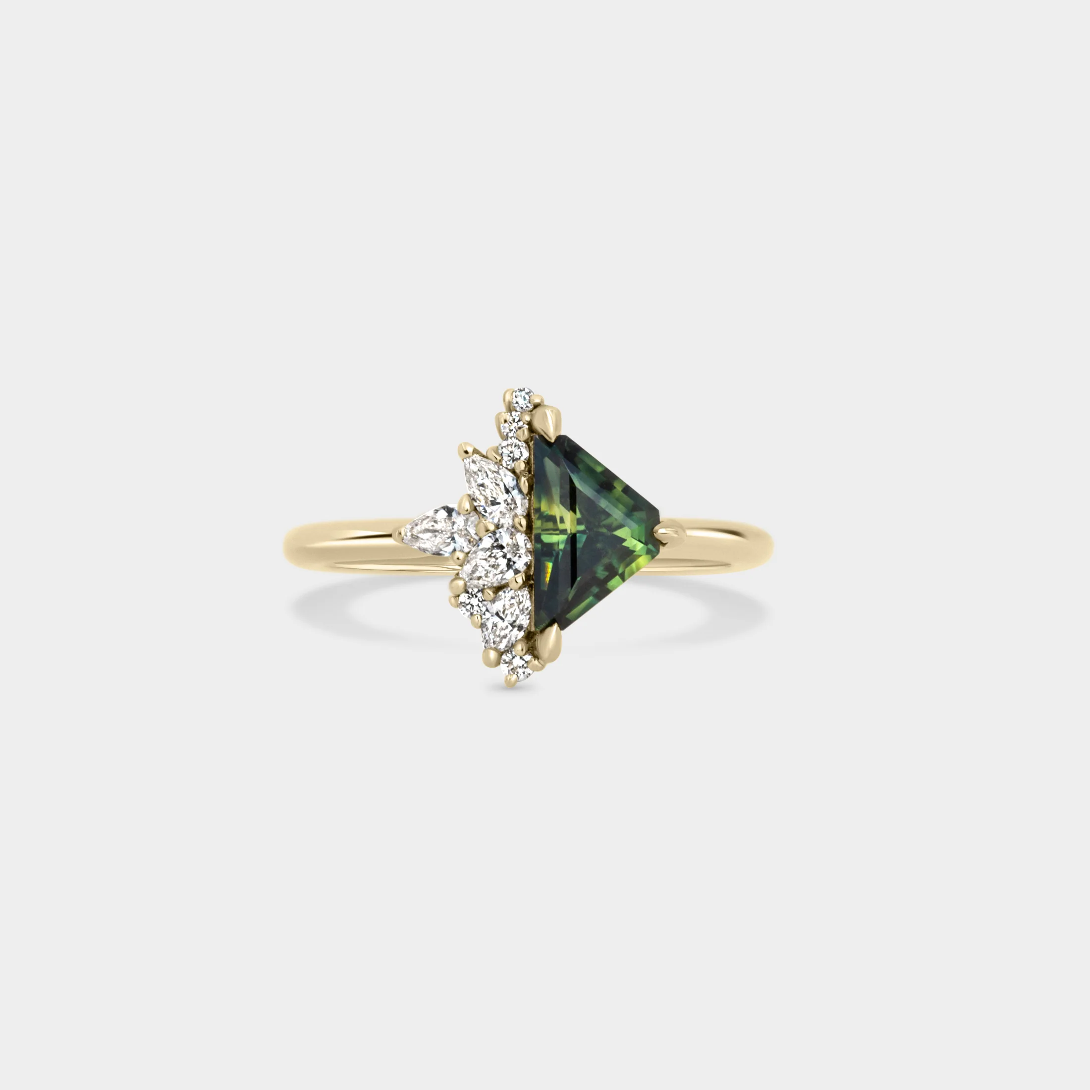 0.94ct Irregular Cluster of Parti Sapphire & Diamond