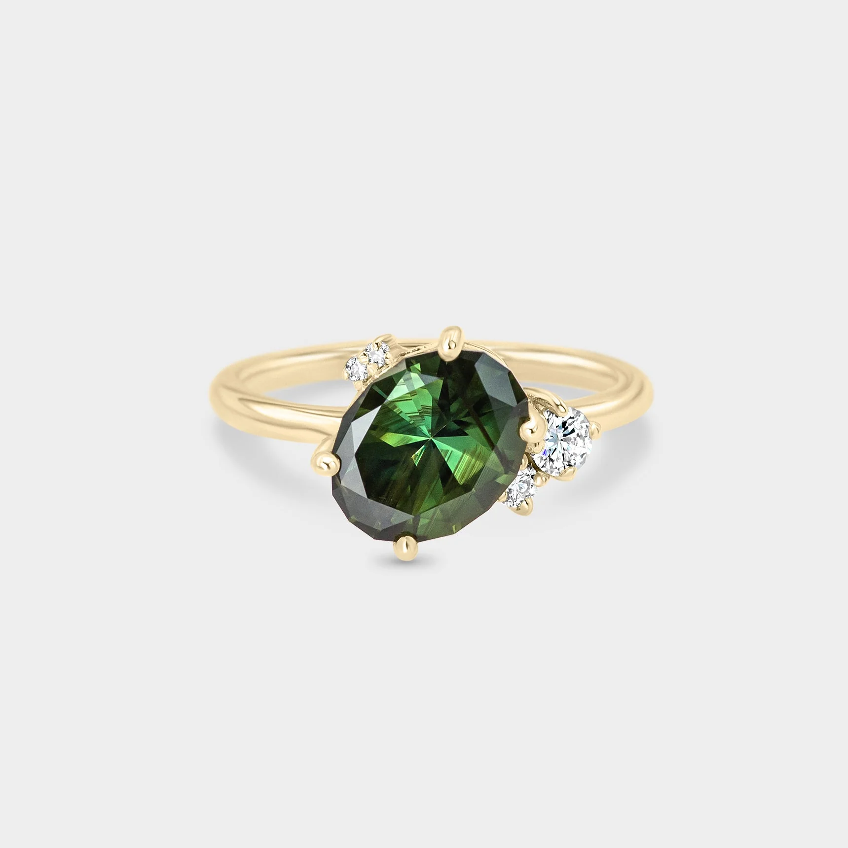 2.31ct Asymmetrical Cluster of Green Sapphire
