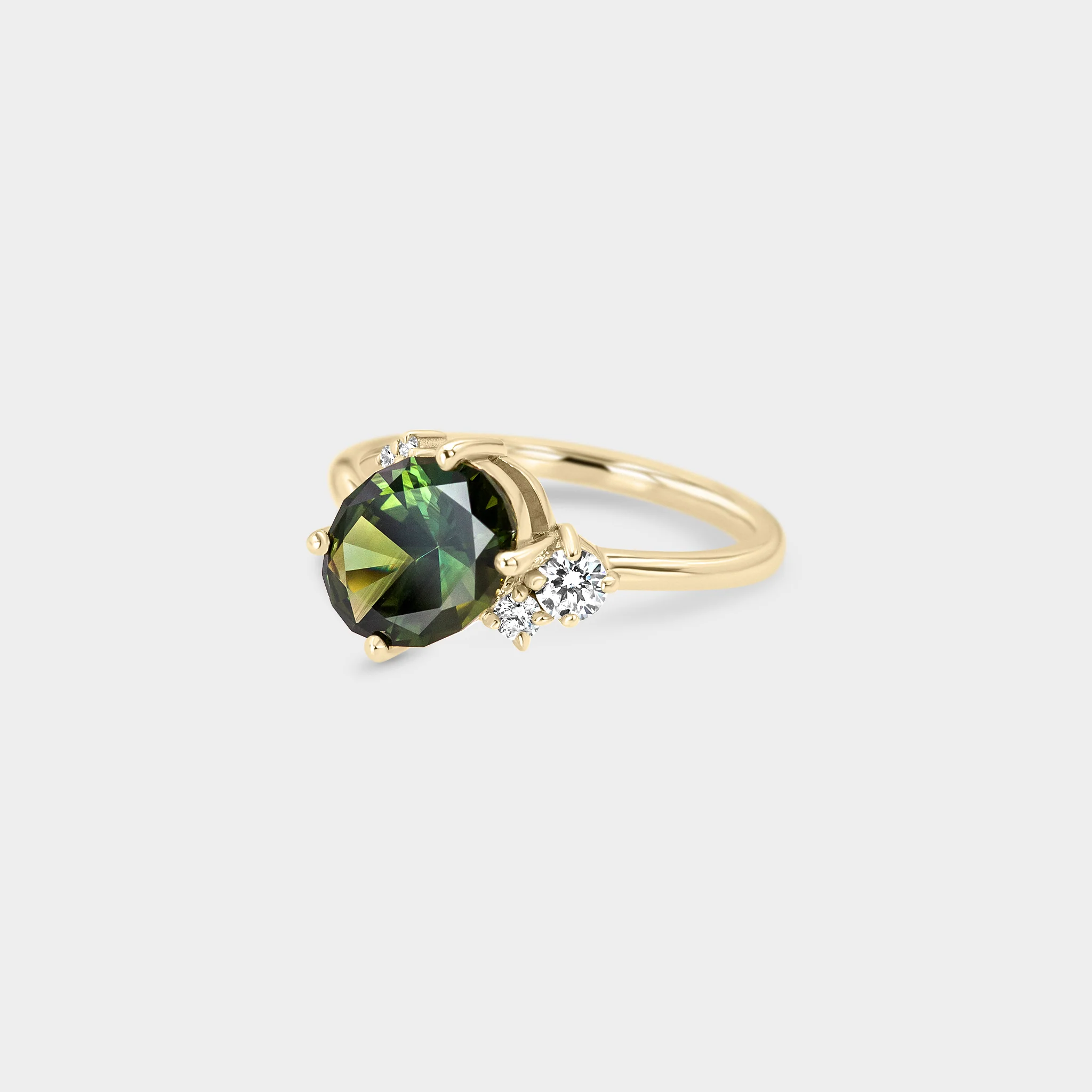 2.31ct Asymmetrical Cluster of Green Sapphire - Image 2