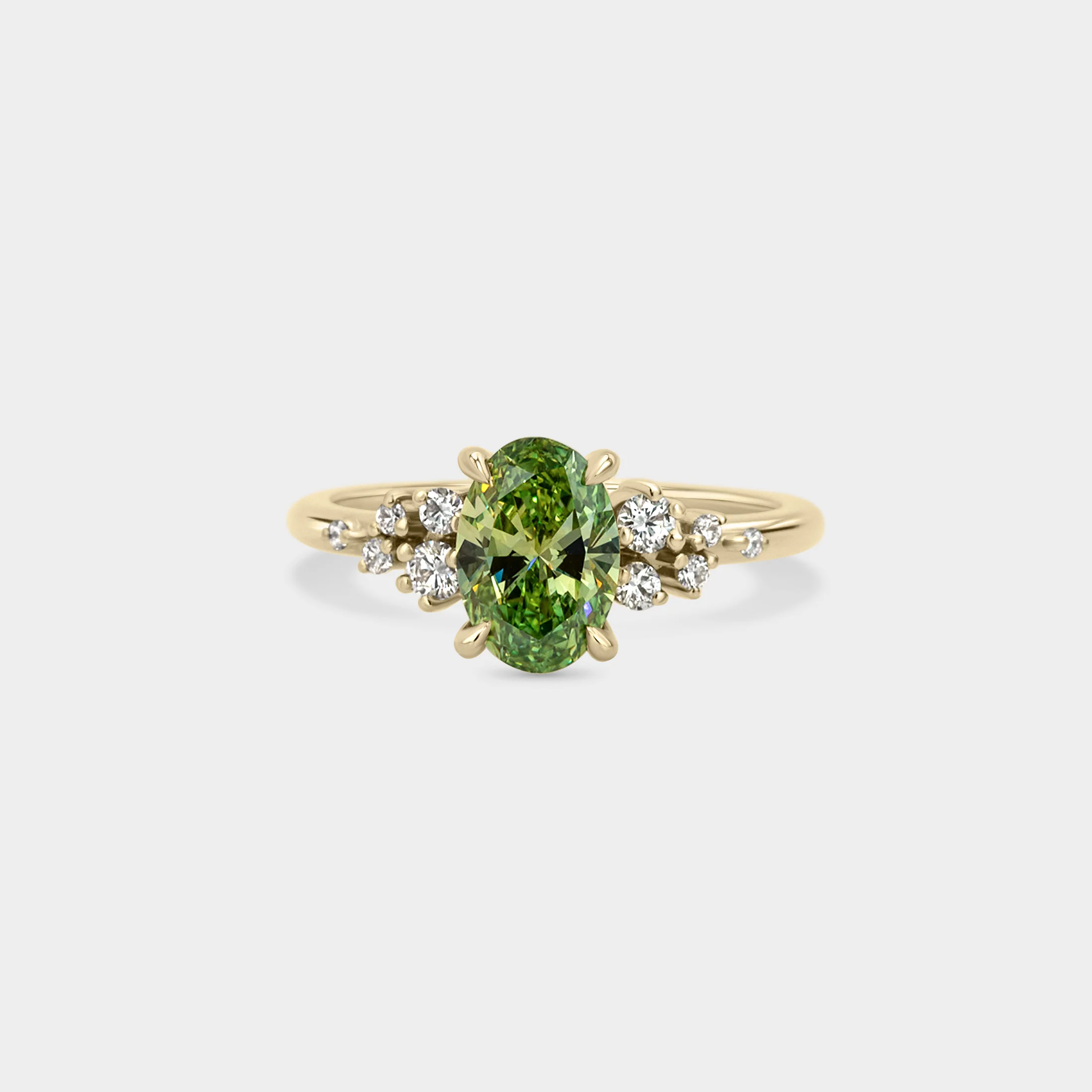 1.12ct Green Lab Oval & Spray Cluster - Image 4