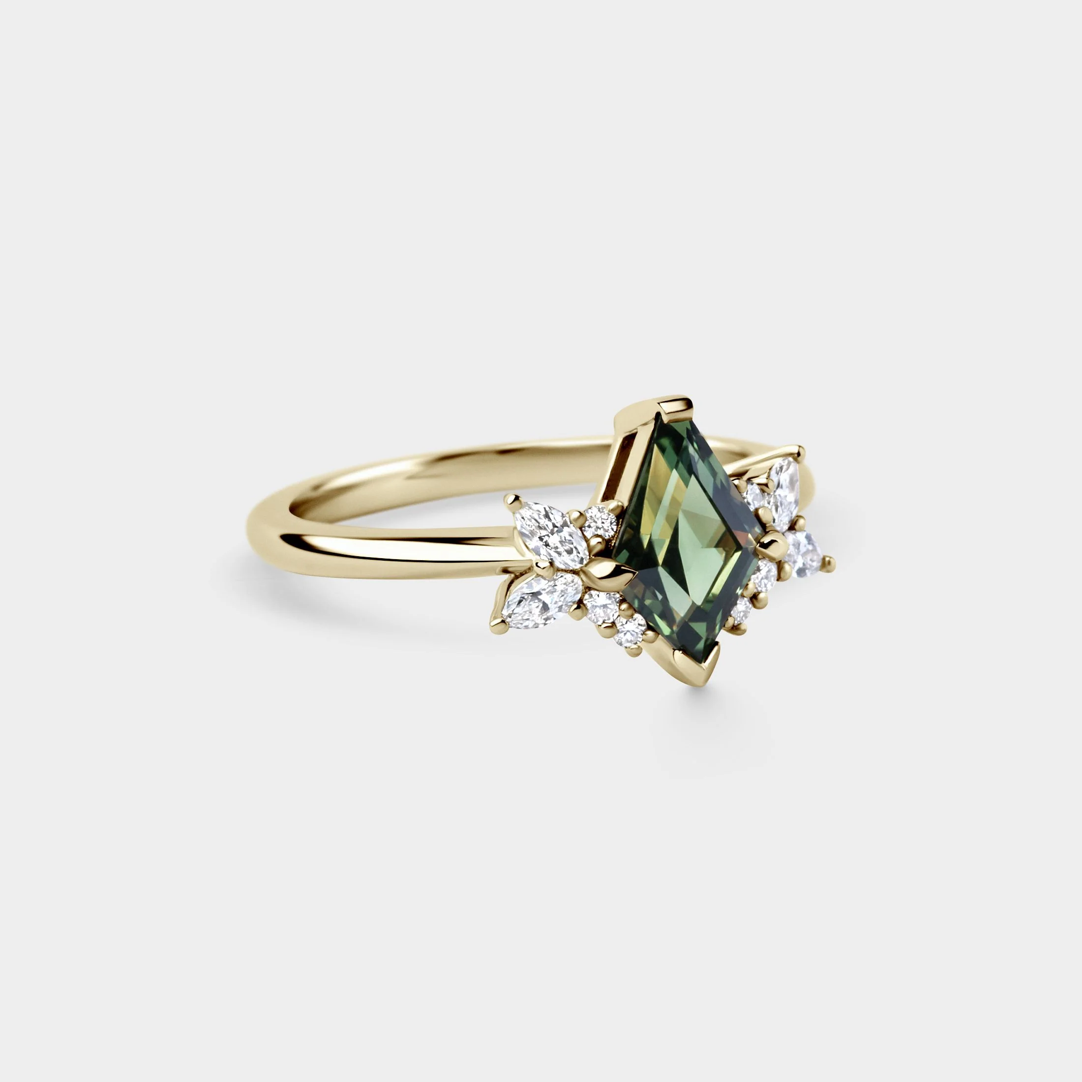 1.28ct Symmetrical Cluster of Kite Sapphire & Diamond