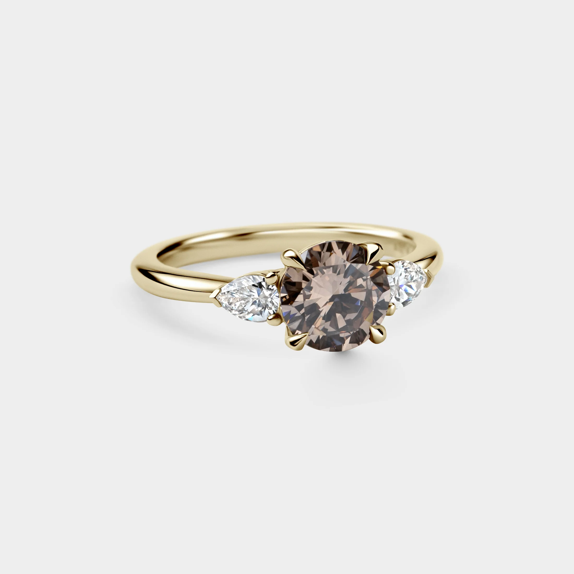 1.30ct Three Stone of Round Champagne Lab Diamond & Pear - Image 2