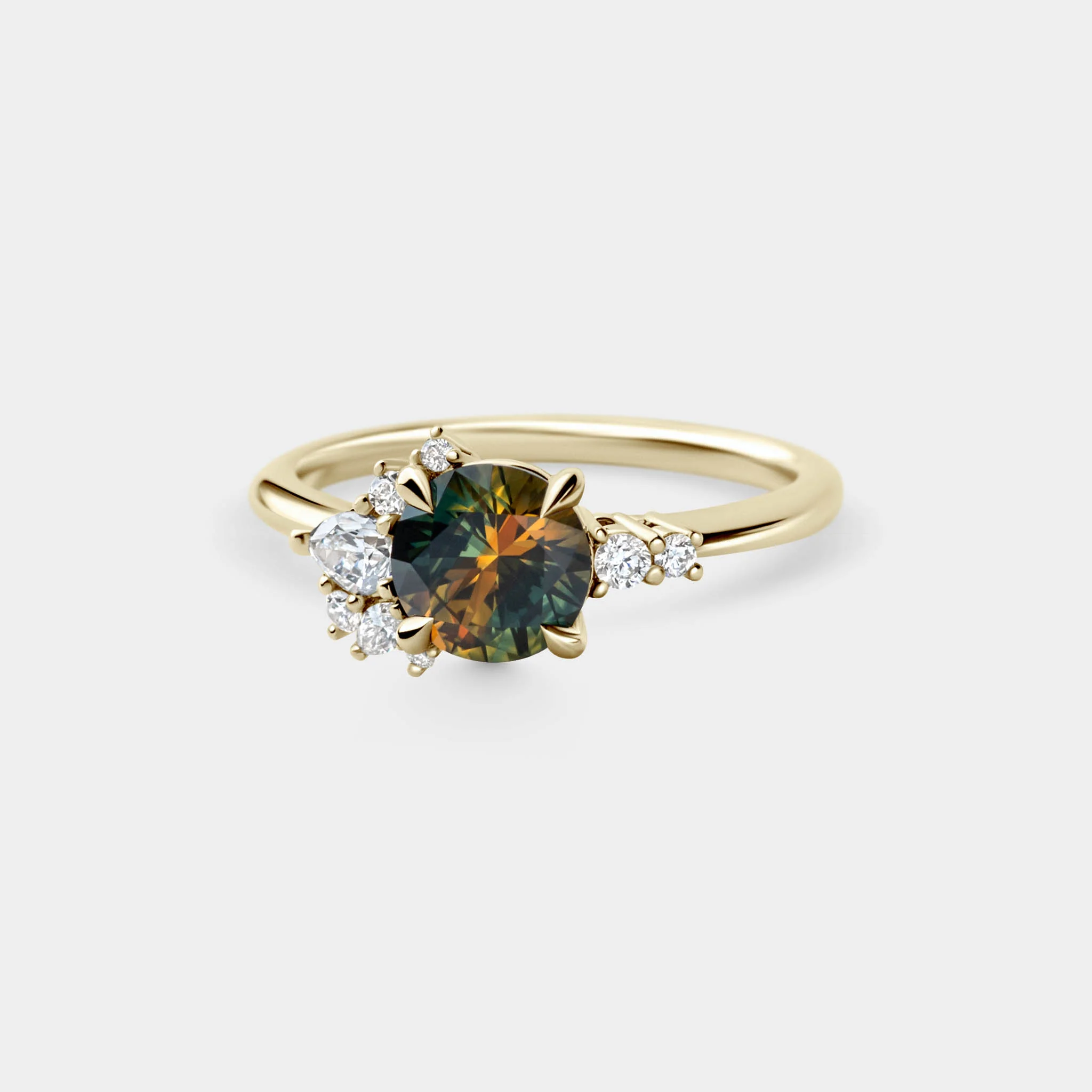 1.33ct Asymmetrical Cluster of Round Parti Sapphire & Diamond - Image 2