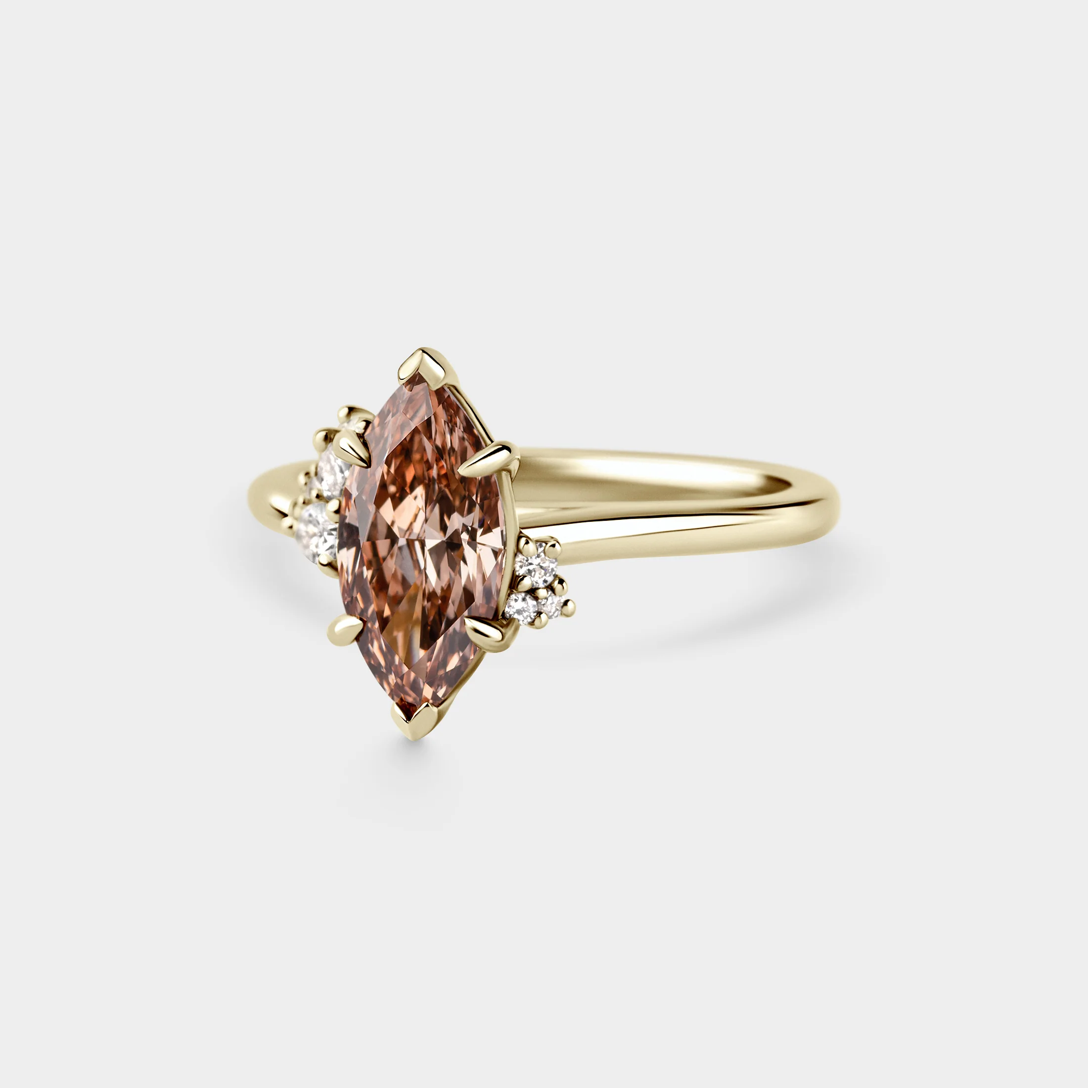 1.34ct Asymmetrical Cluster of Champagne Marquise & Diamond - Image 2