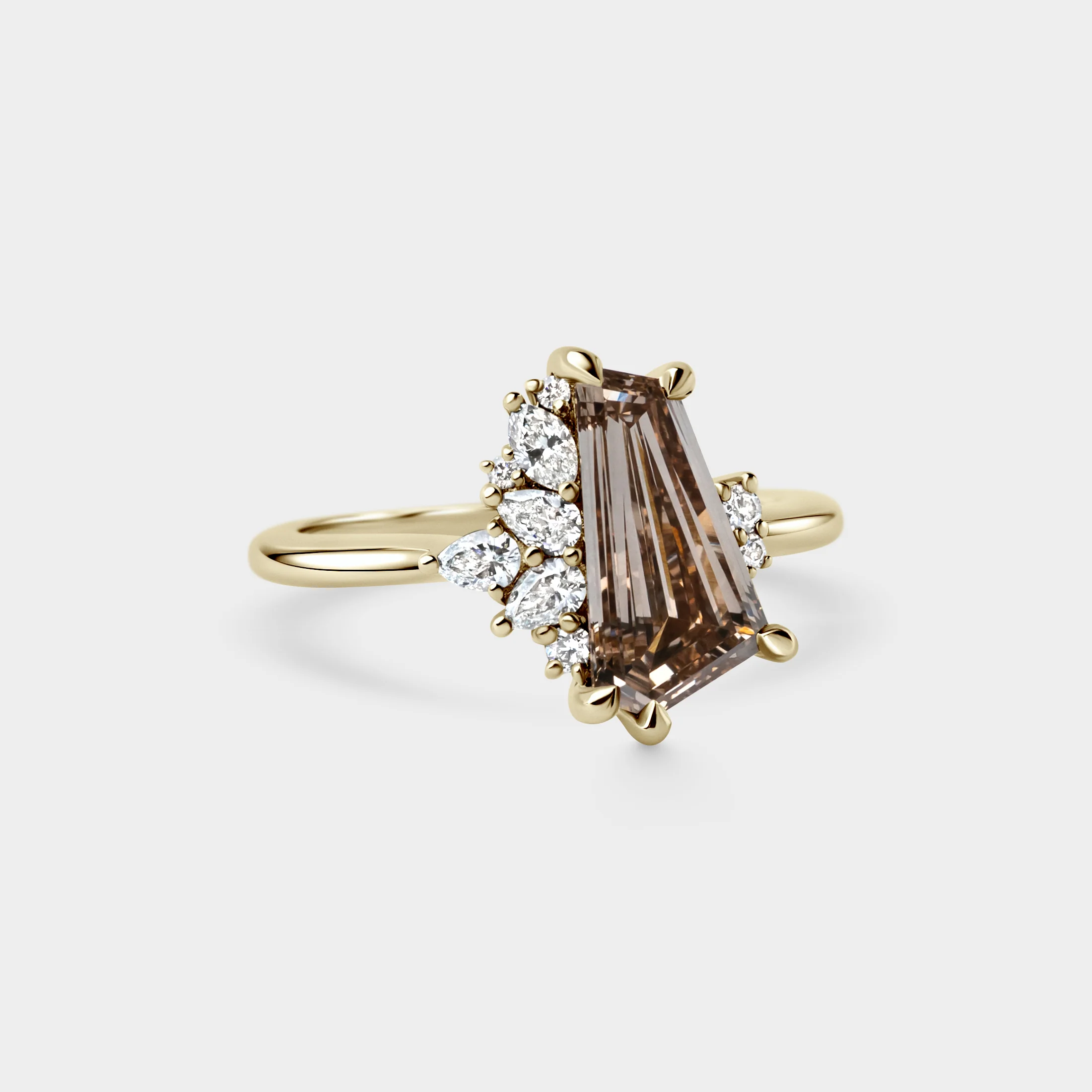 1.49ct Irregular Cluster of Freeform Lab Champagne Diamond