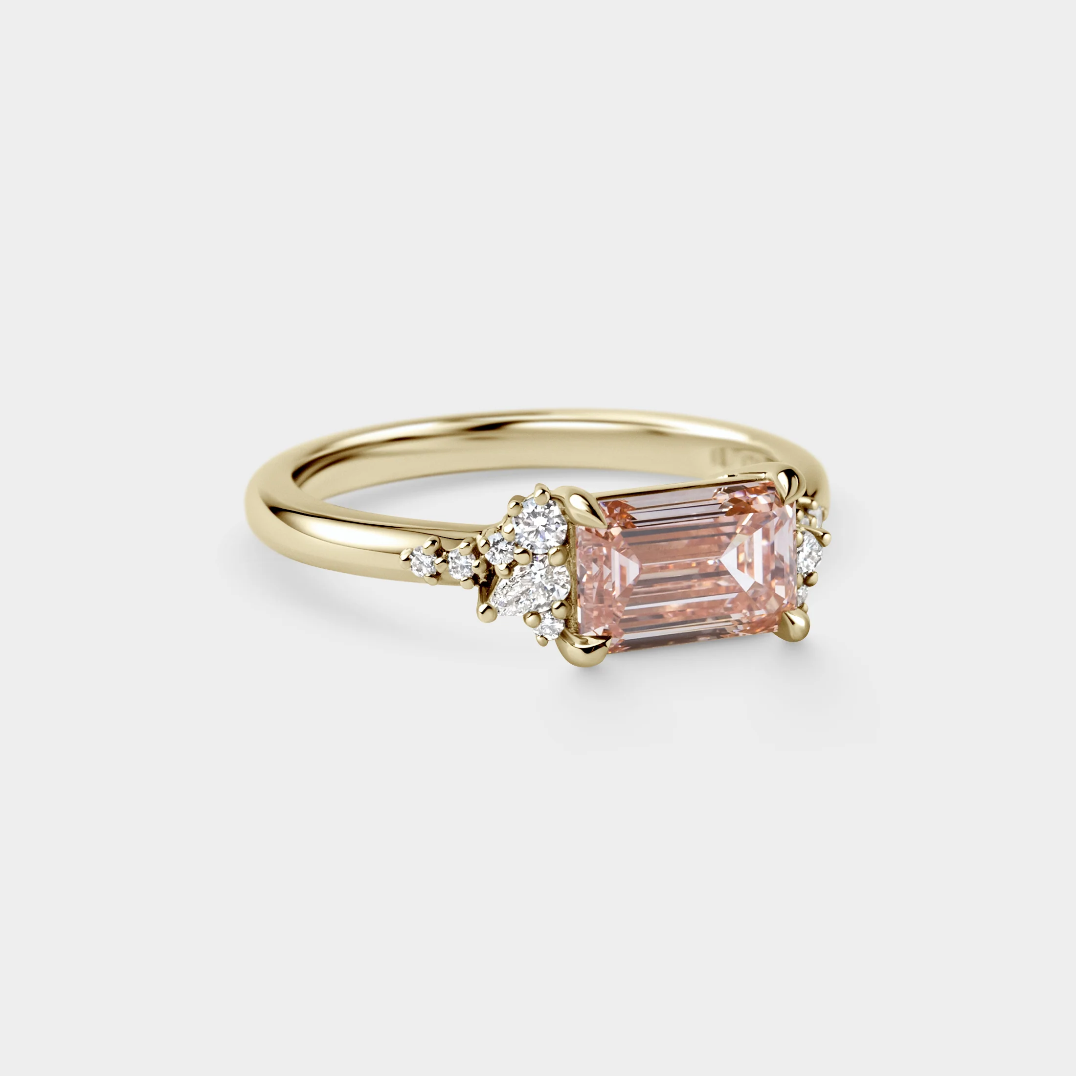 1.51ct East-West Asymmetrical Cluster of Pink Lab Diamond