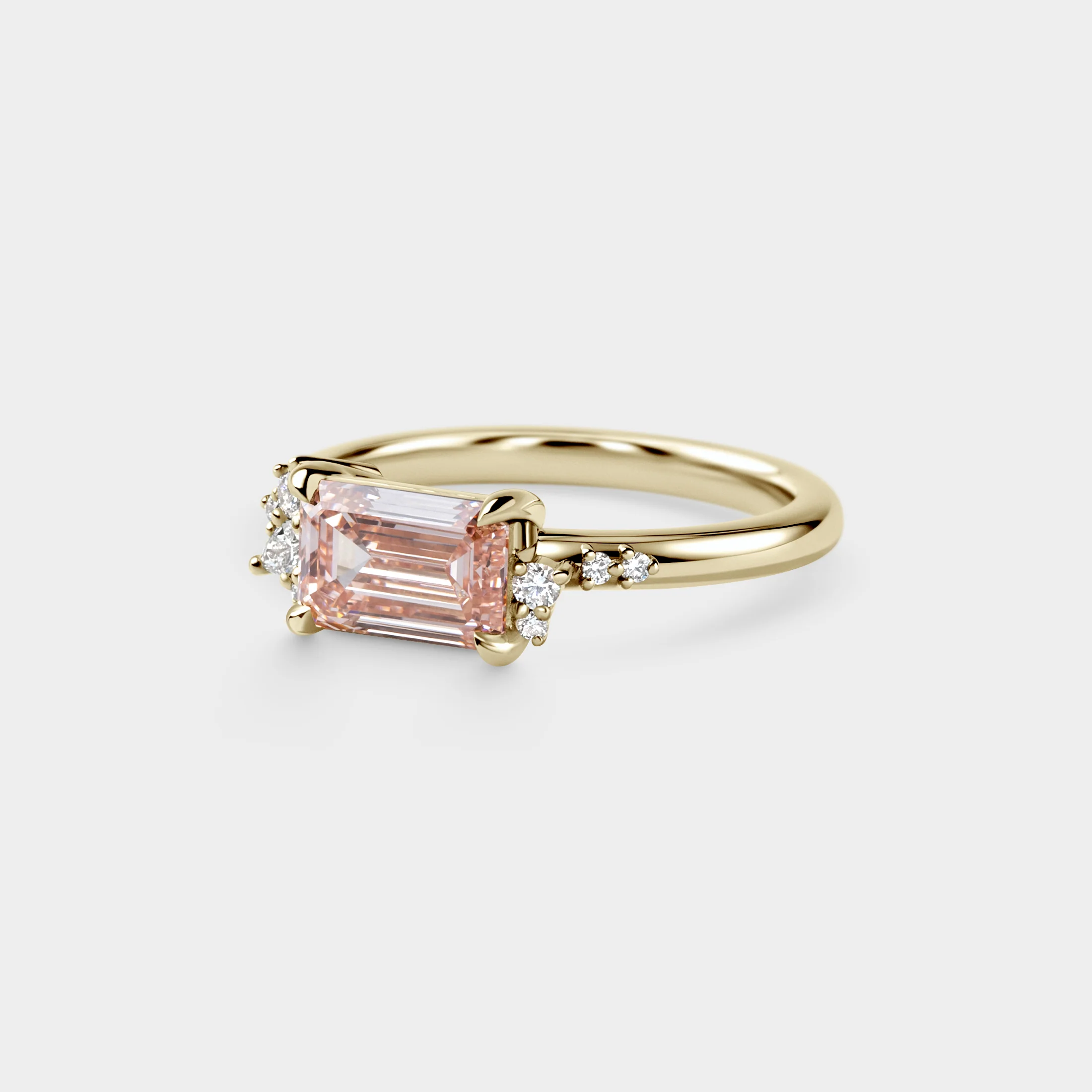 1.51ct East-West Asymmetrical Cluster of Pink Lab Diamond - Image 2