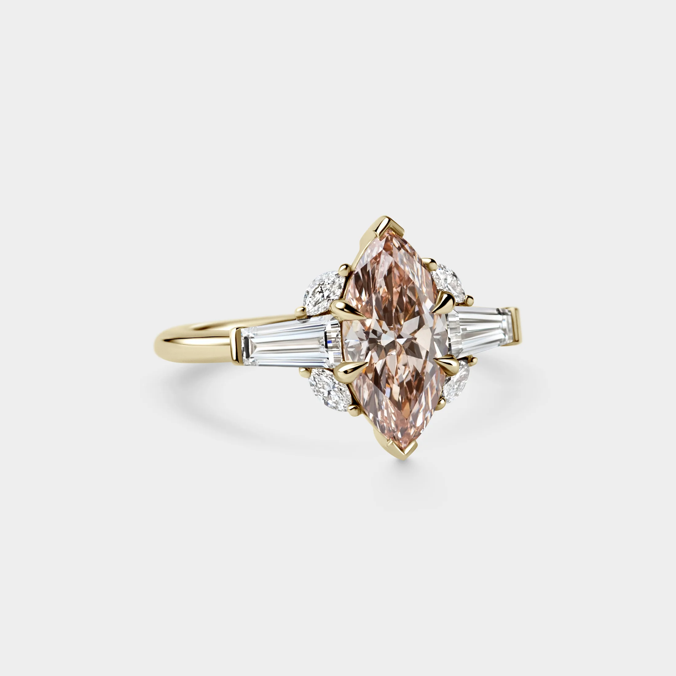 1.61ct Marquise Lab Diamond w/ Tapered Baguette & White Marquise Diamond - Image 3