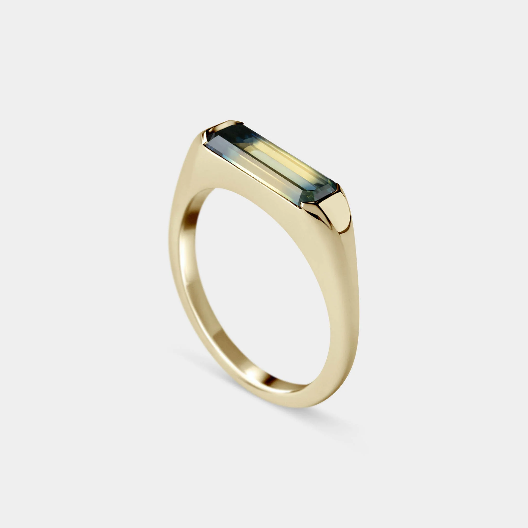 1.63ct Blue/Yellow Parti Sapphire, East-West Half Bezel - Image 3