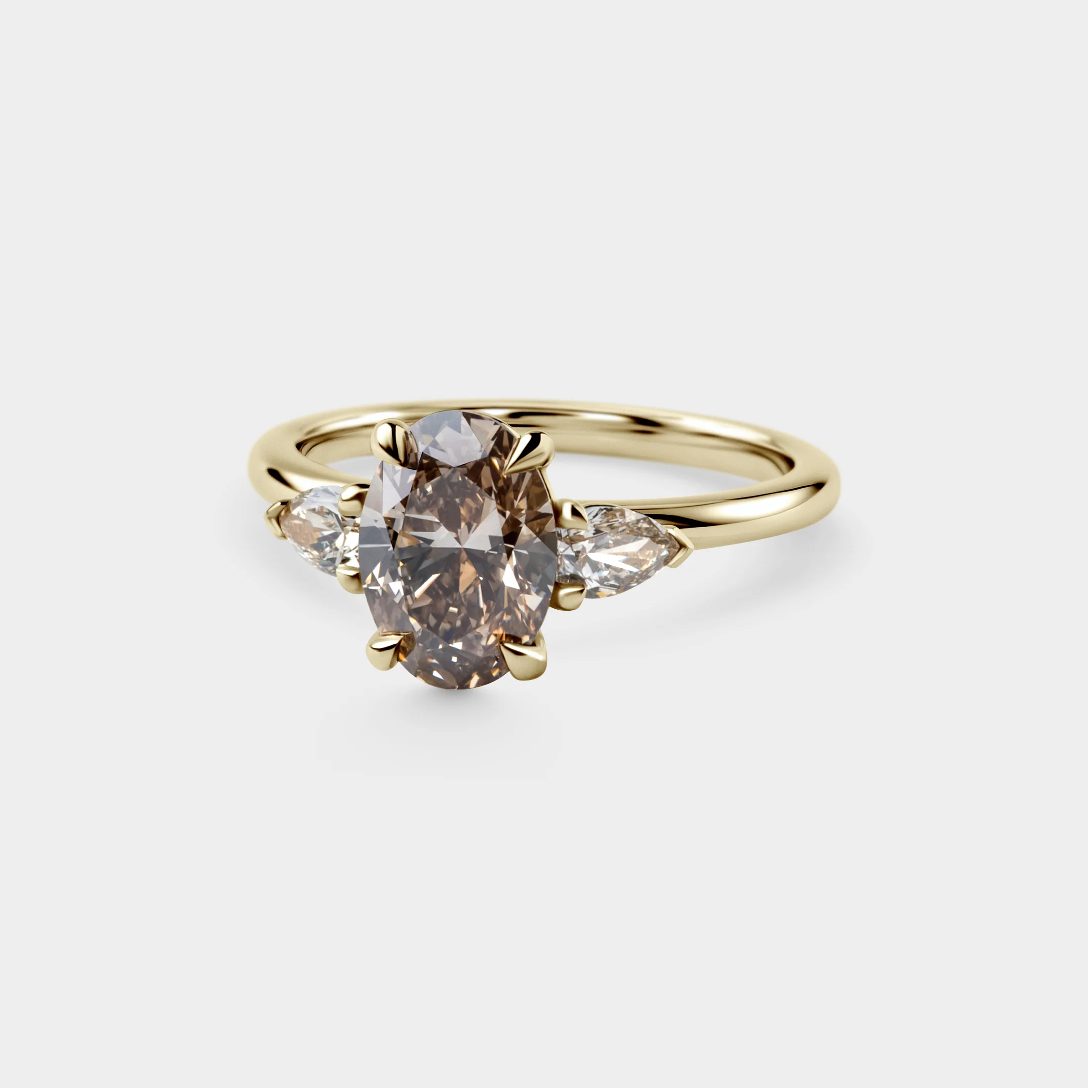 1.63ct Trilogy of Oval & Pear Champagne Lab Diamond - Image 2