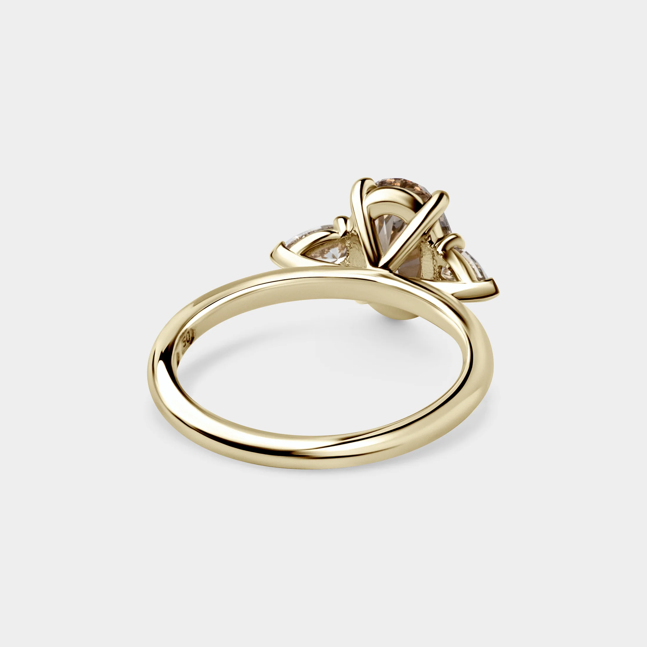 1.63ct Trilogy of Oval & Pear Champagne Lab Diamond - Image 5
