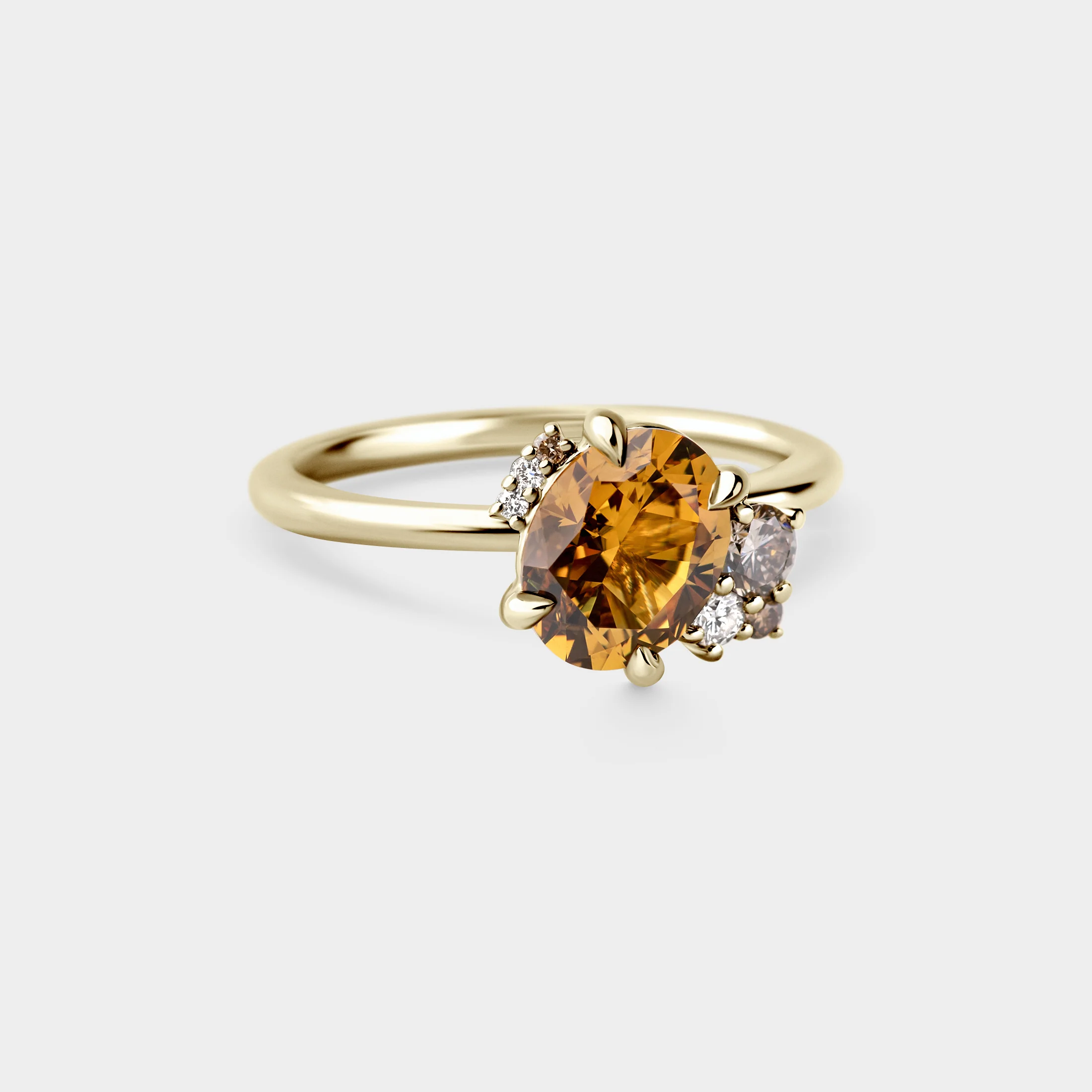 1.73ct Off-Angle Asymmetrical Cluster of Orange Sapphire & Diamond - Image 2