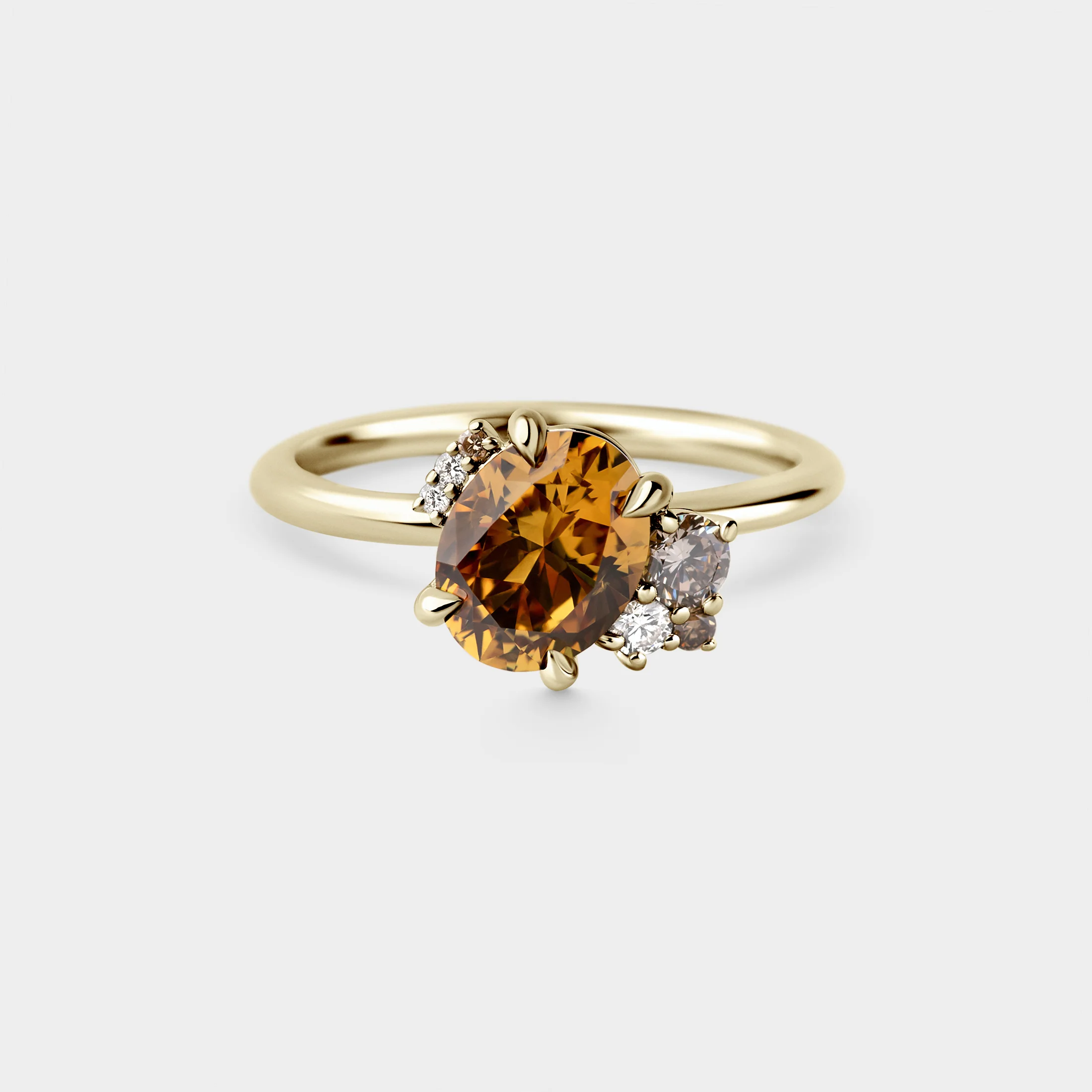 1.73ct Off-Angle Asymmetrical Cluster of Orange Sapphire & Diamond - Image 3