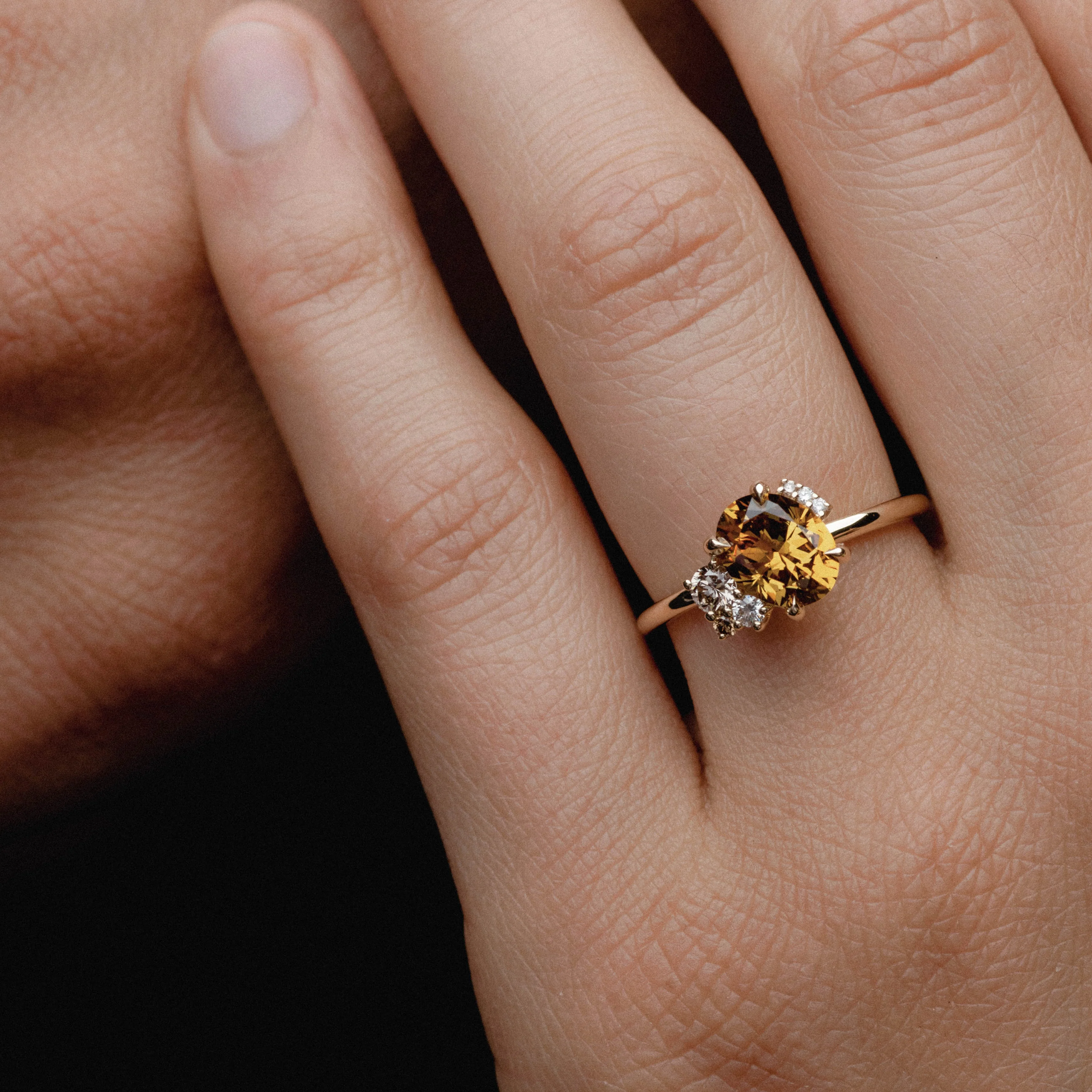 1.73ct Off-Angle Asymmetrical Cluster of Orange Sapphire & Diamond - Image 6