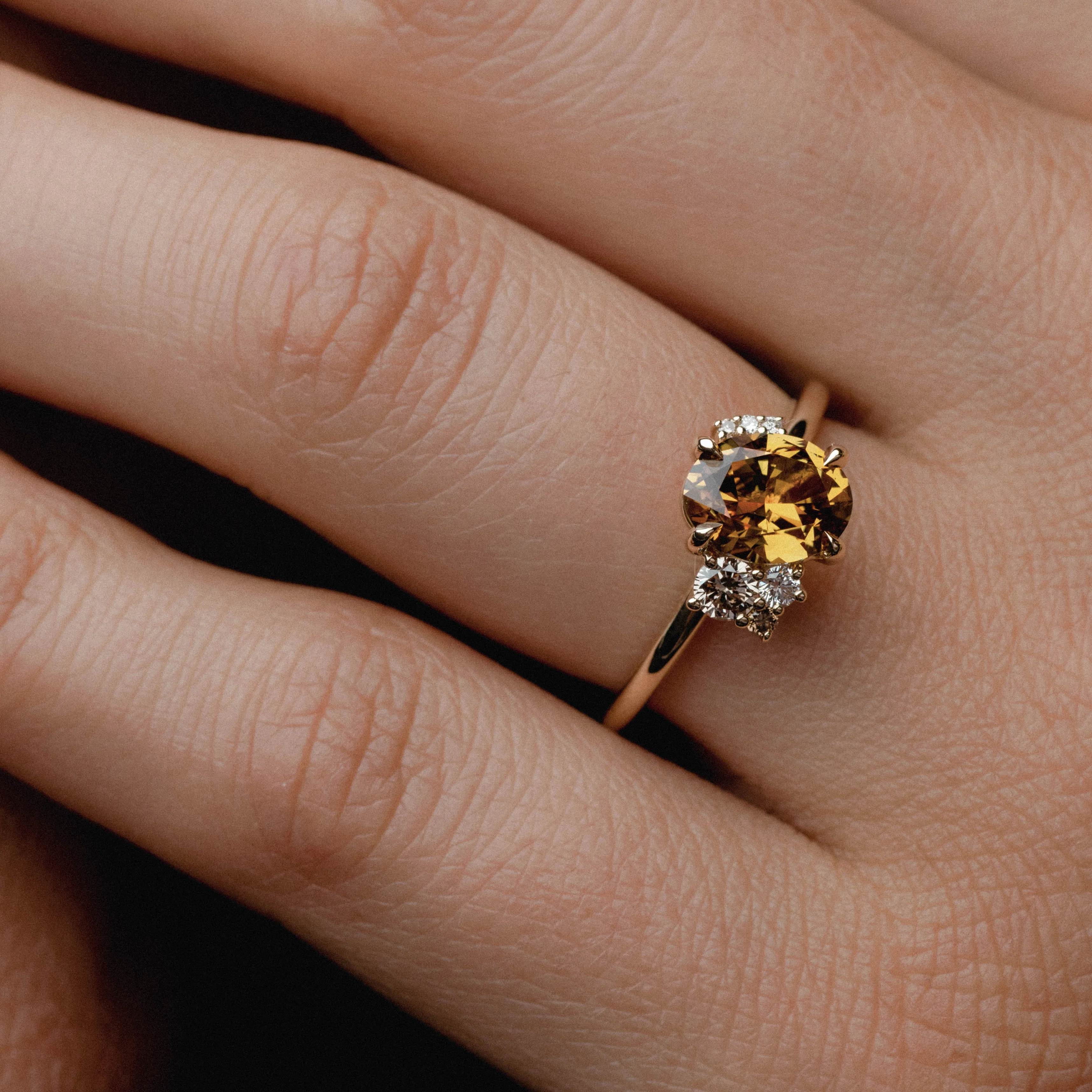 1.73ct Off-Angle Asymmetrical Cluster of Orange Sapphire & Diamond - Image 7