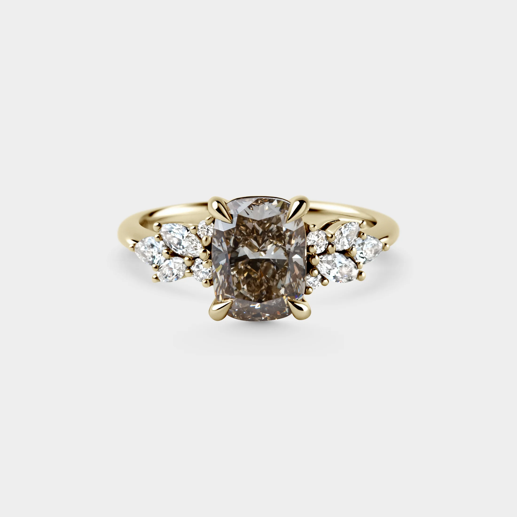 2.00ct Symmetrical Cluster of Champagne Cushion & Diamond