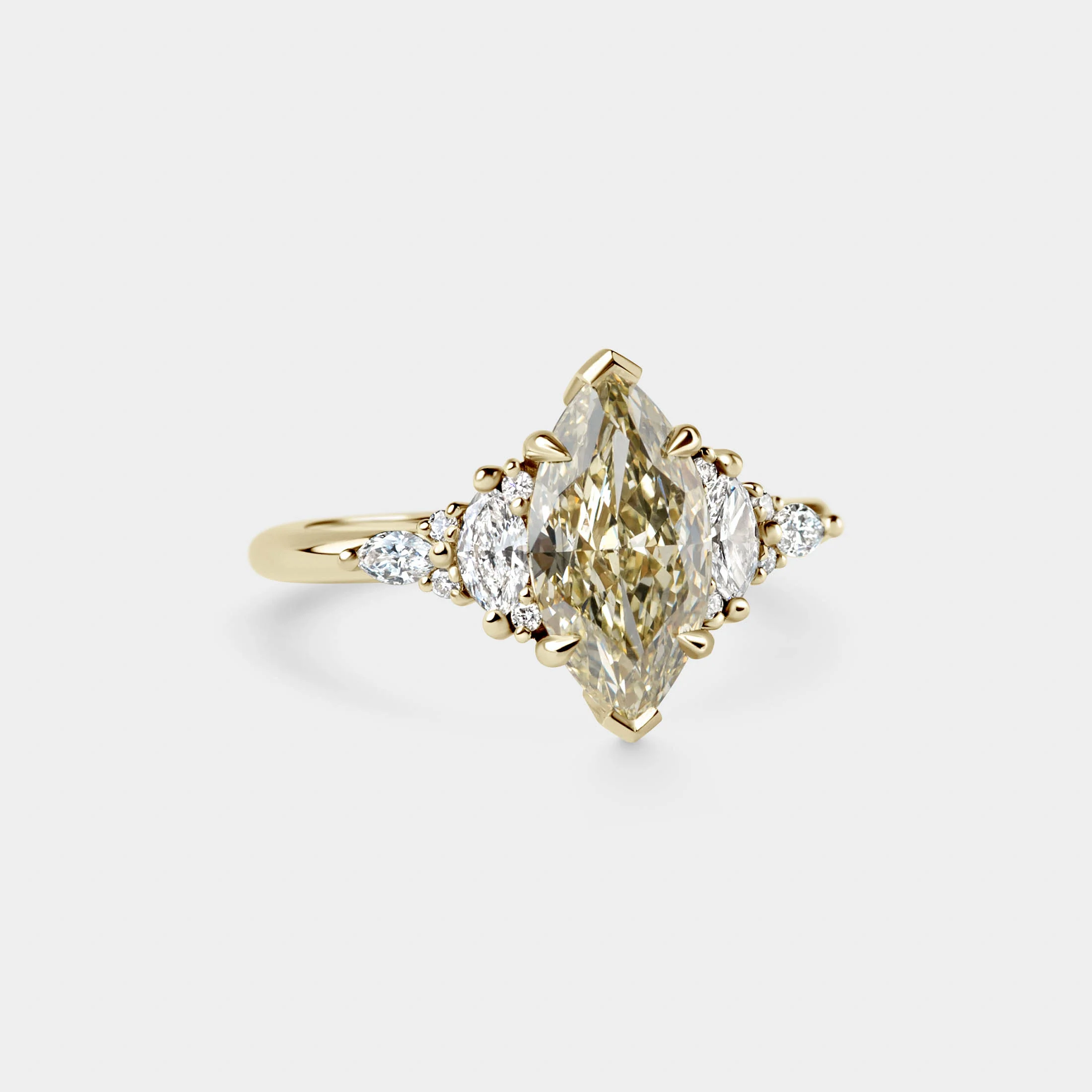 2.00ct Symmetrical Cluster of Marquise Light Yellow Lab Diamond - Image 2