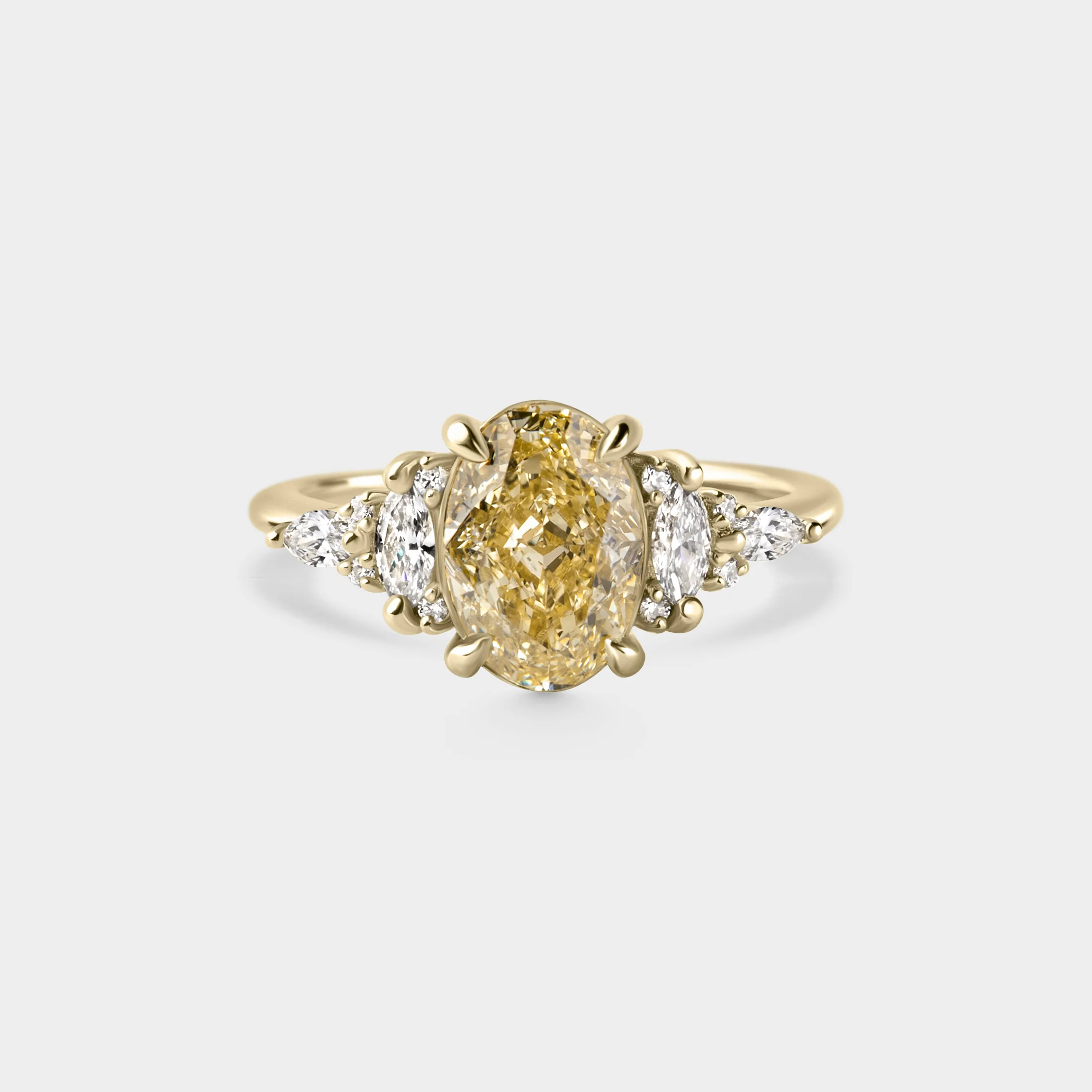 2.01ct Symmetrical Cluster of Oval Yellow Lab Grown Diamond