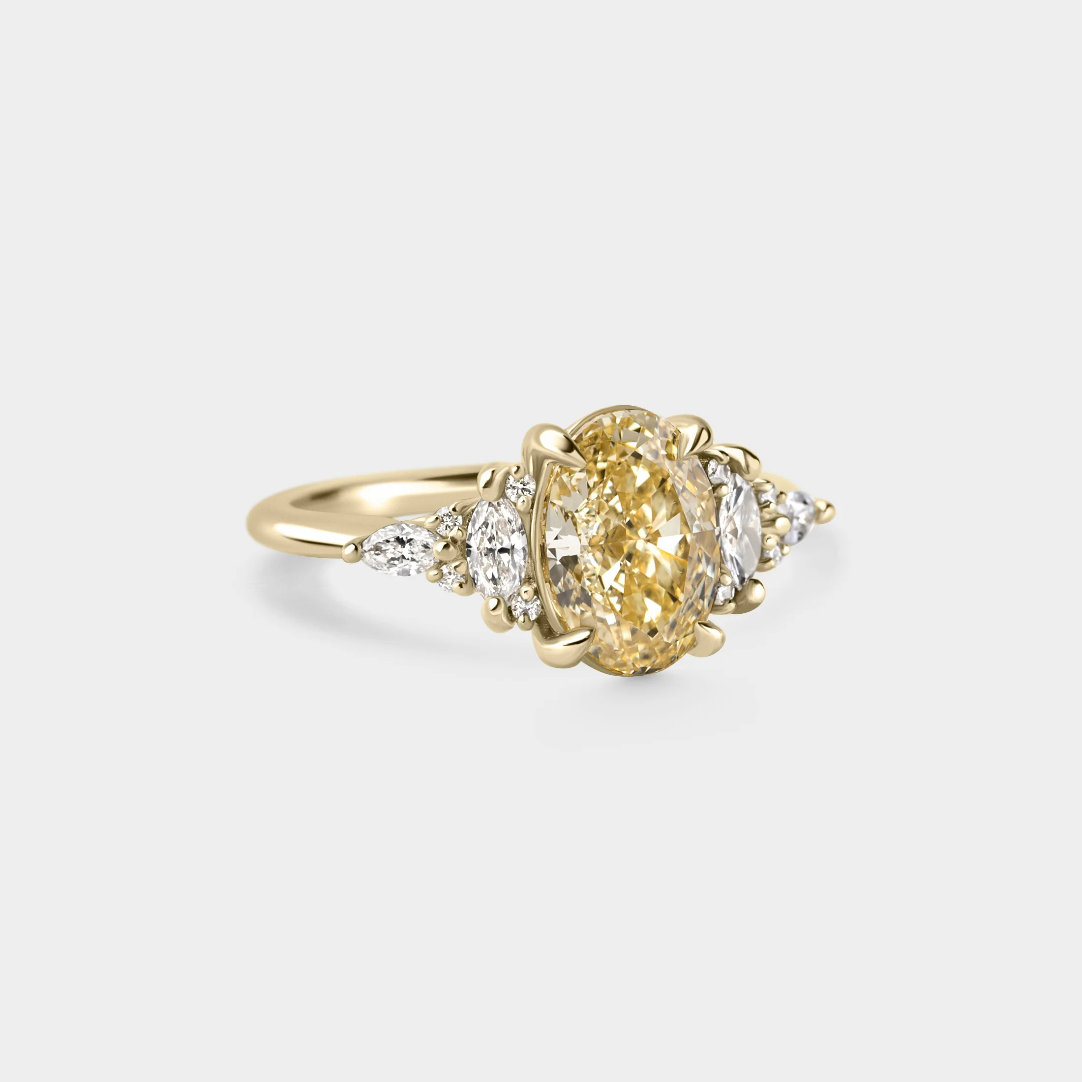 2.01ct Symmetrical Cluster of Oval Yellow Lab Grown Diamond - Image 2