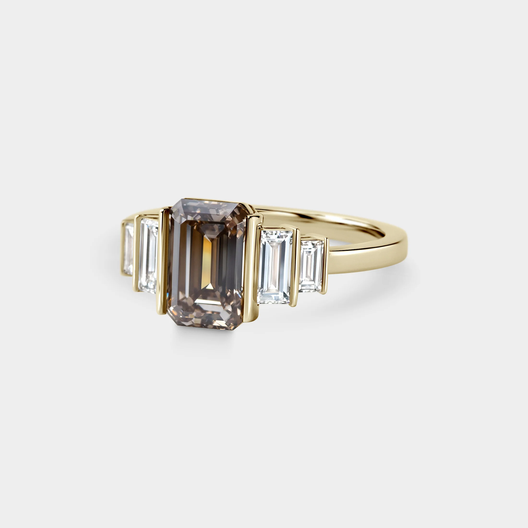 2.02ct Five Stone of Champagne Emerald Cut & Baguette - Image 3