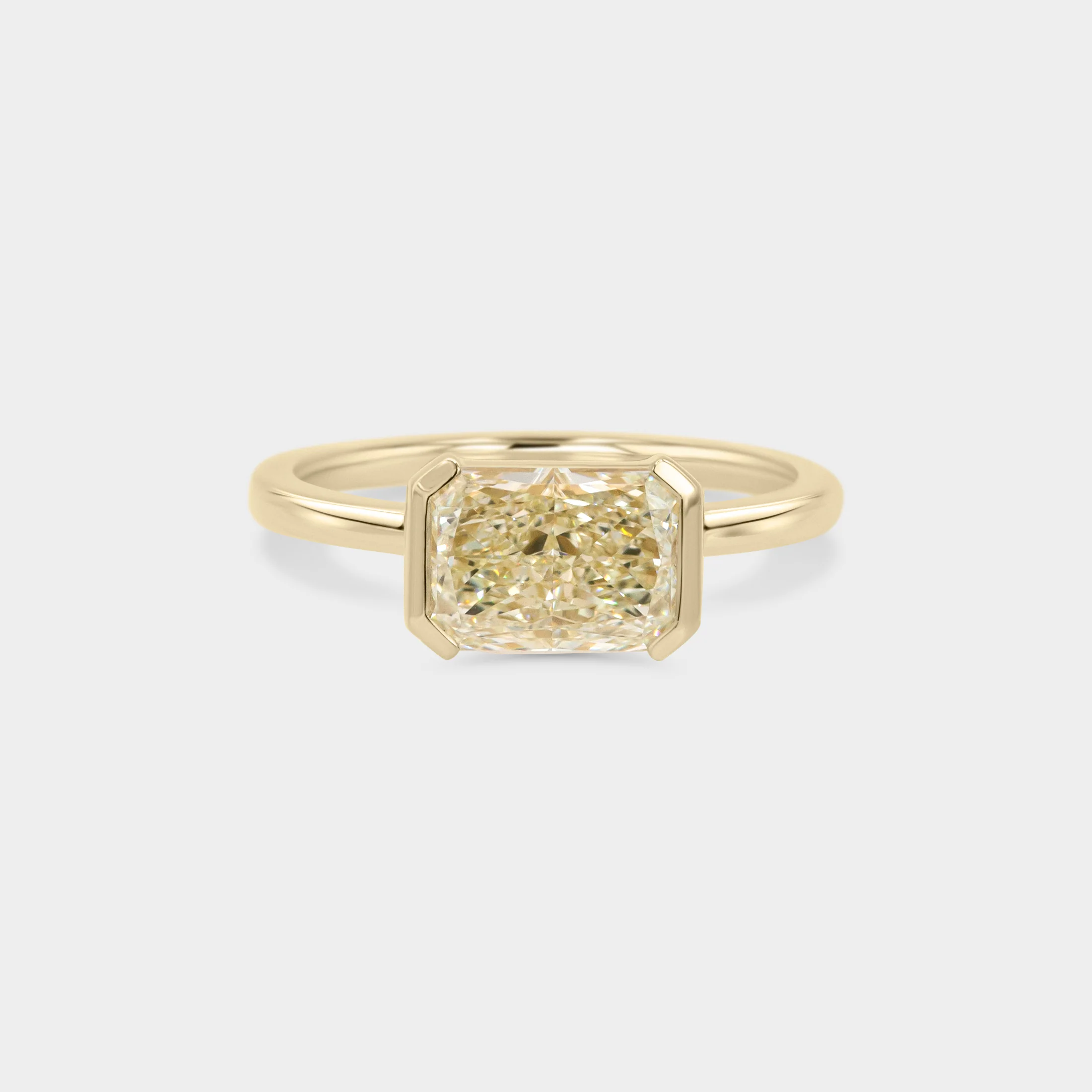 2.03ct East West Half Bezel of Fancy Yellow