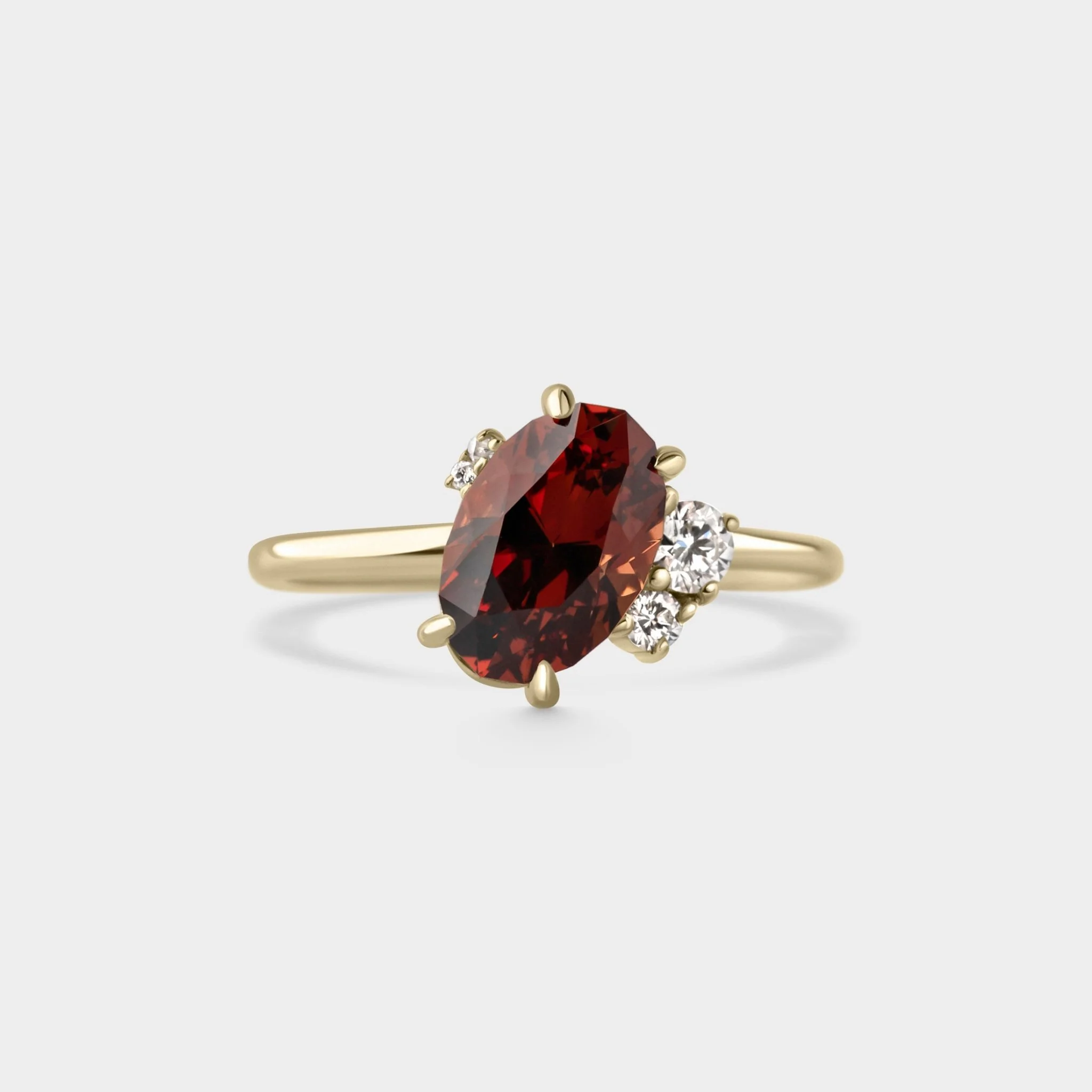 2.03ct Off-Set Asymmetrical Cluster of Malaya garnet