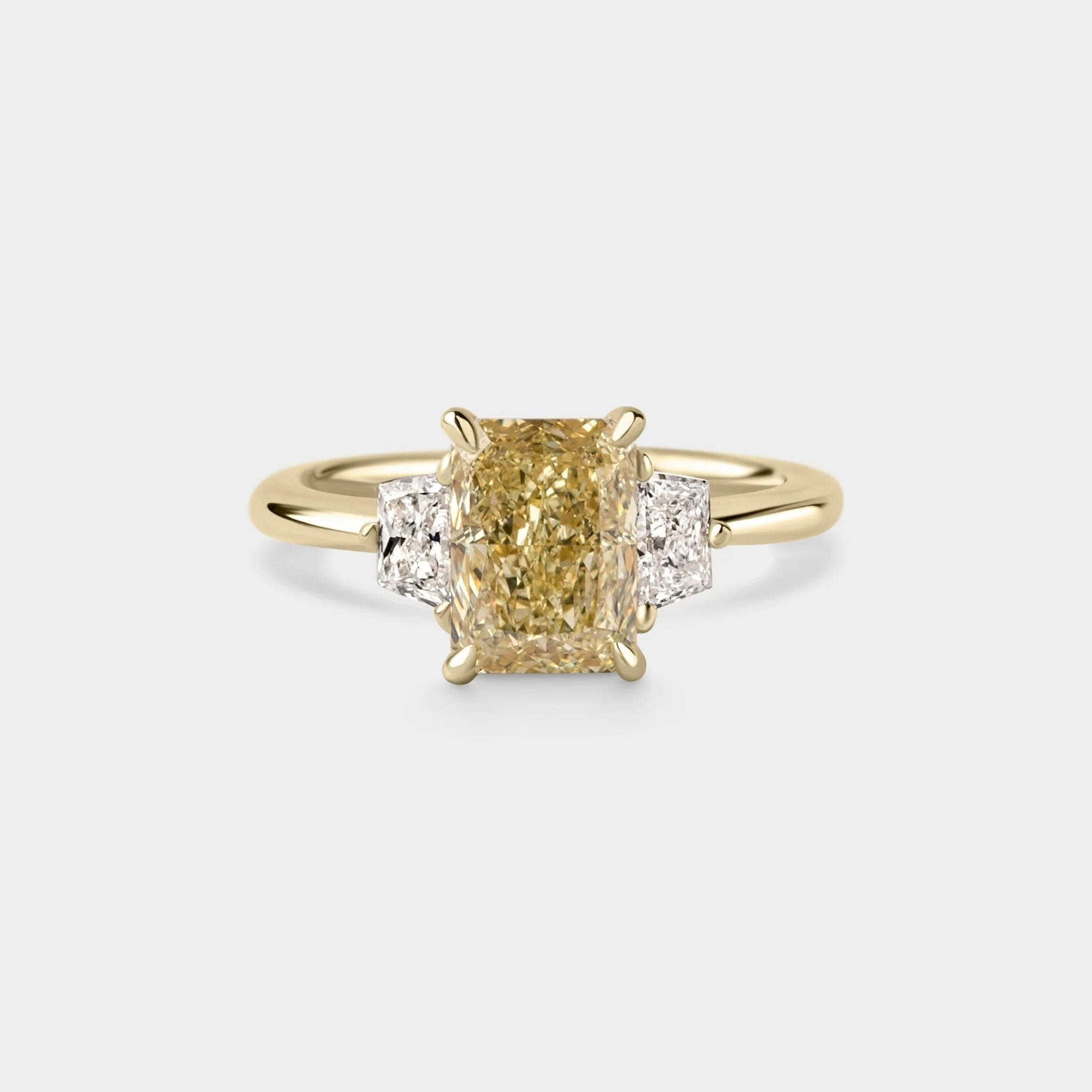 2.03ct Three Stone of Fancy Yellow & Trapezoid