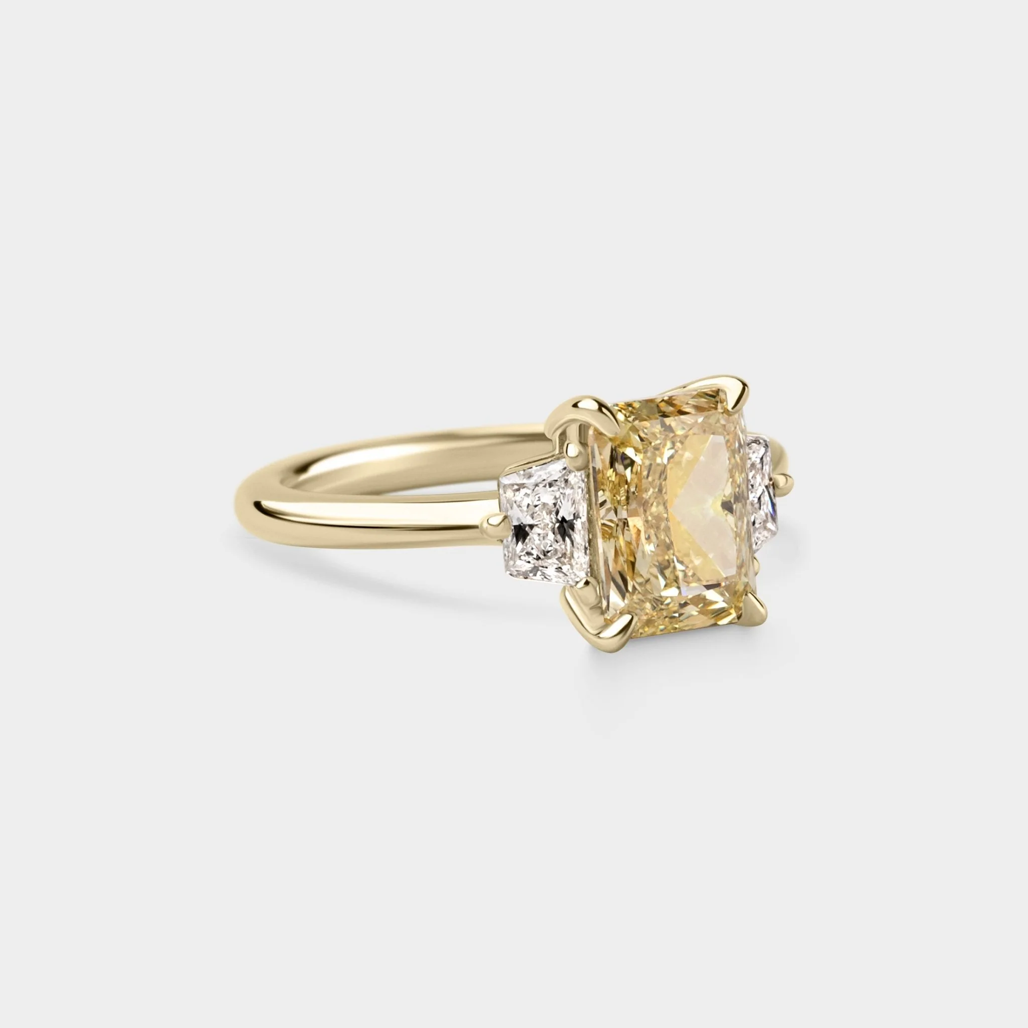 2.03ct Three Stone of Fancy Yellow & Trapezoid - Image 2