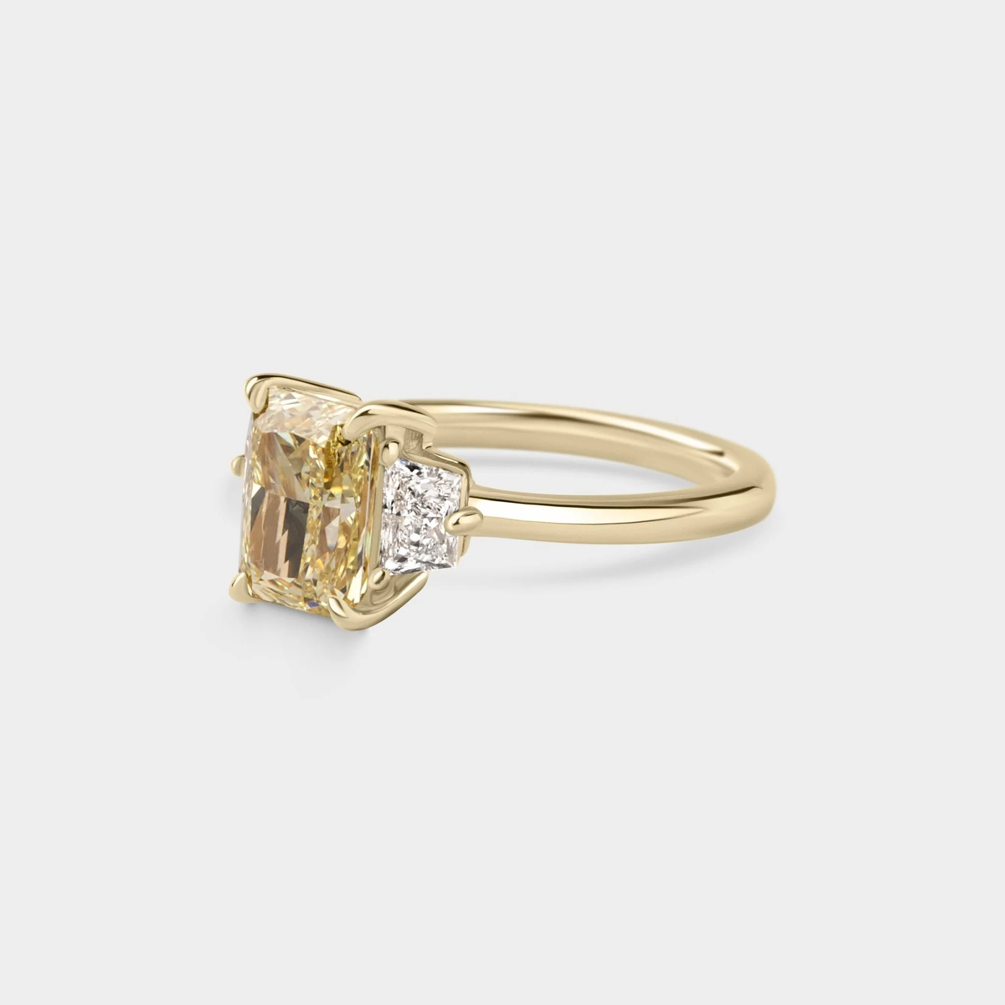2.03ct Three Stone of Fancy Yellow & Trapezoid - Image 3