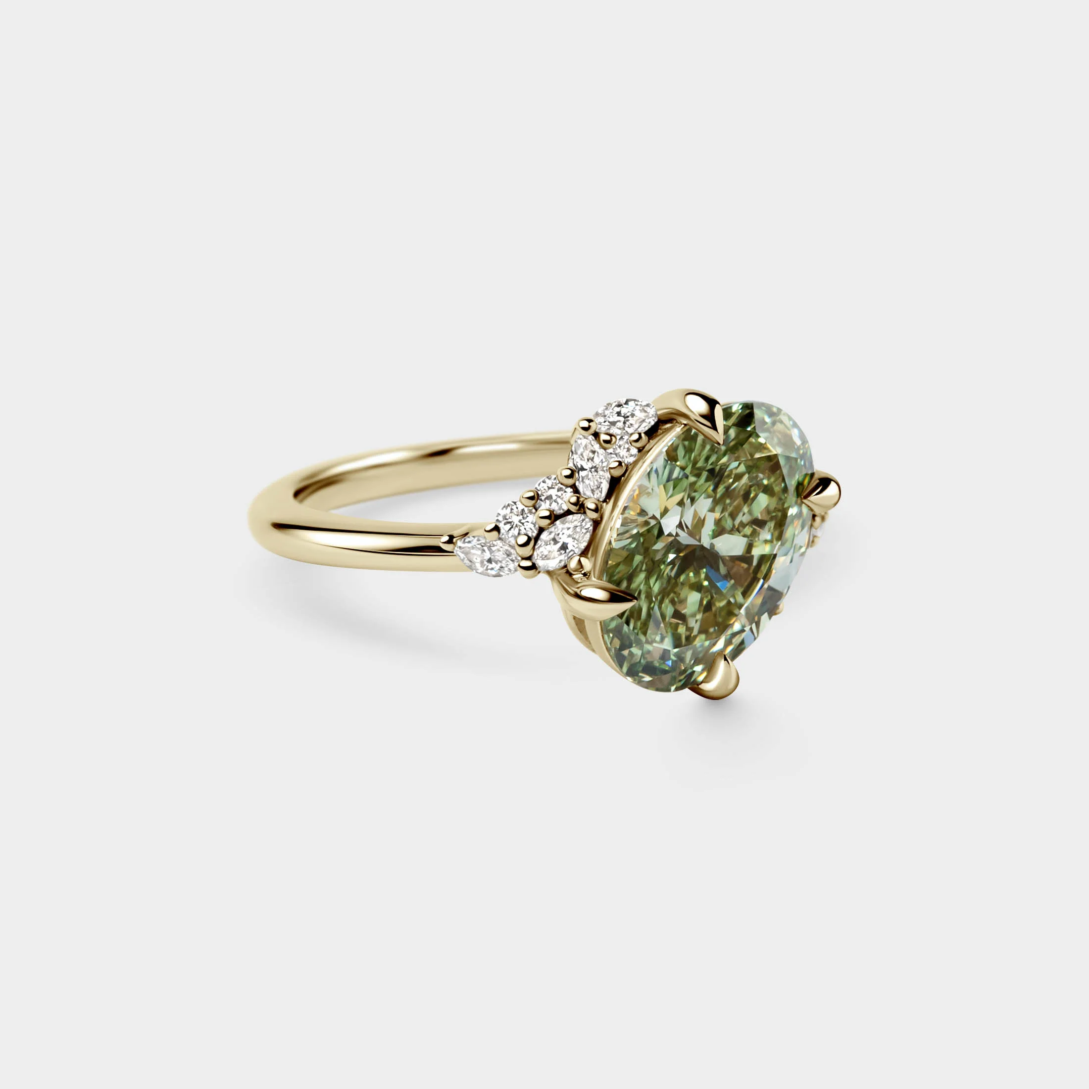 2.09ct Offset Asymmetrical Cluster of Green Lab Grown Diamond - Image 2