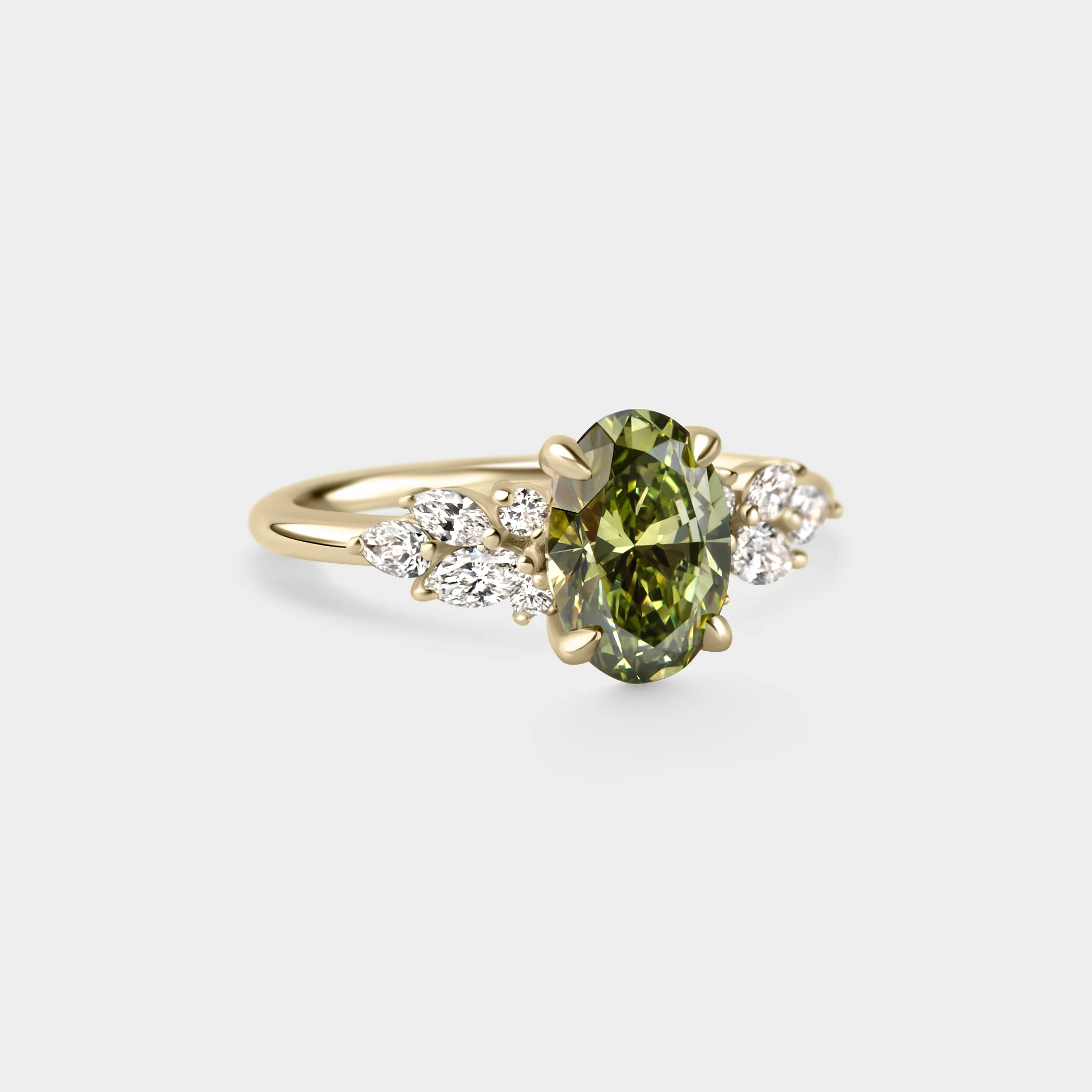 2.16ct Symmetrical Cluster of Oval Green Lab Grown Diamond - Image 2