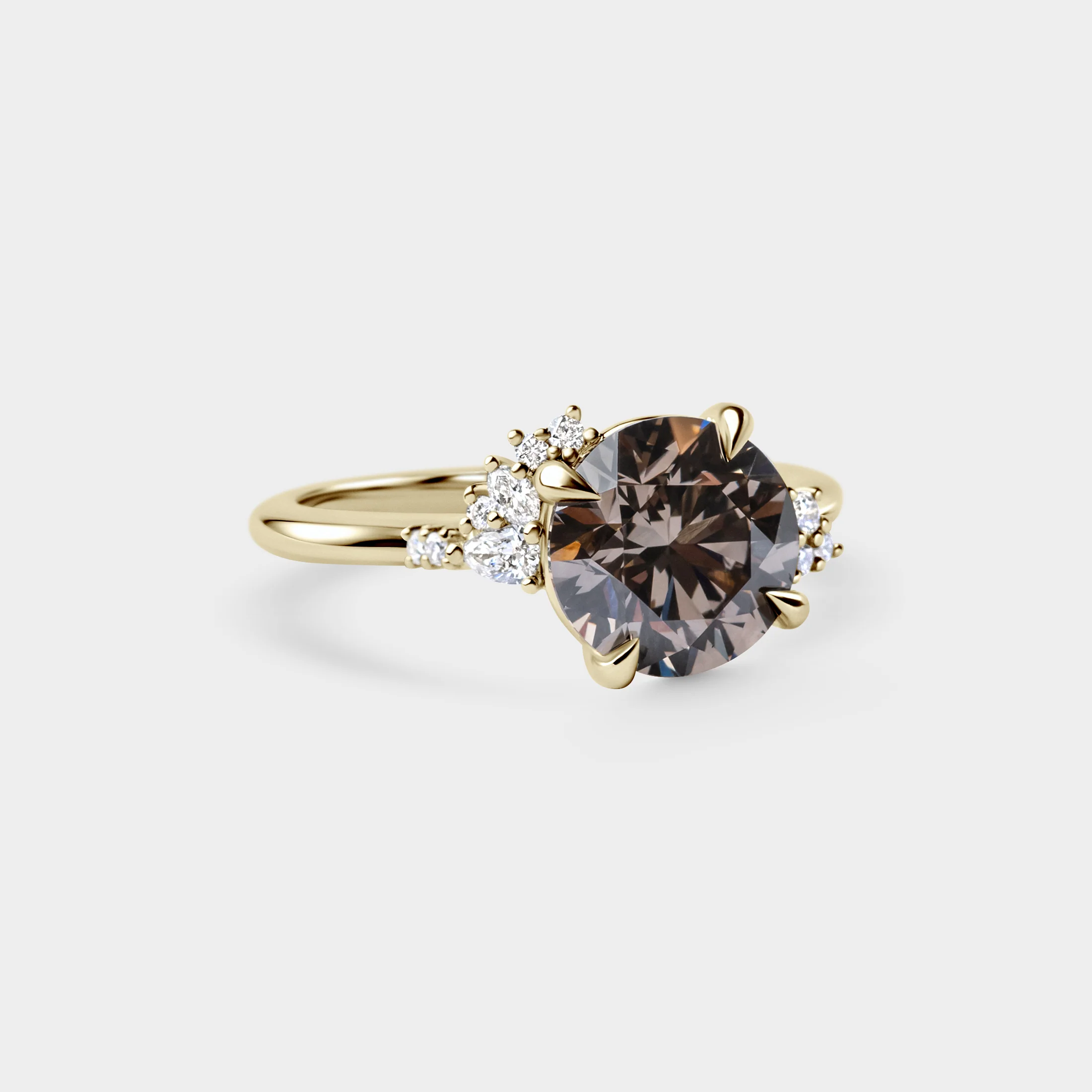 2.41ct Asymmetrical Cluster of Champagne Lab Champagne Diamond