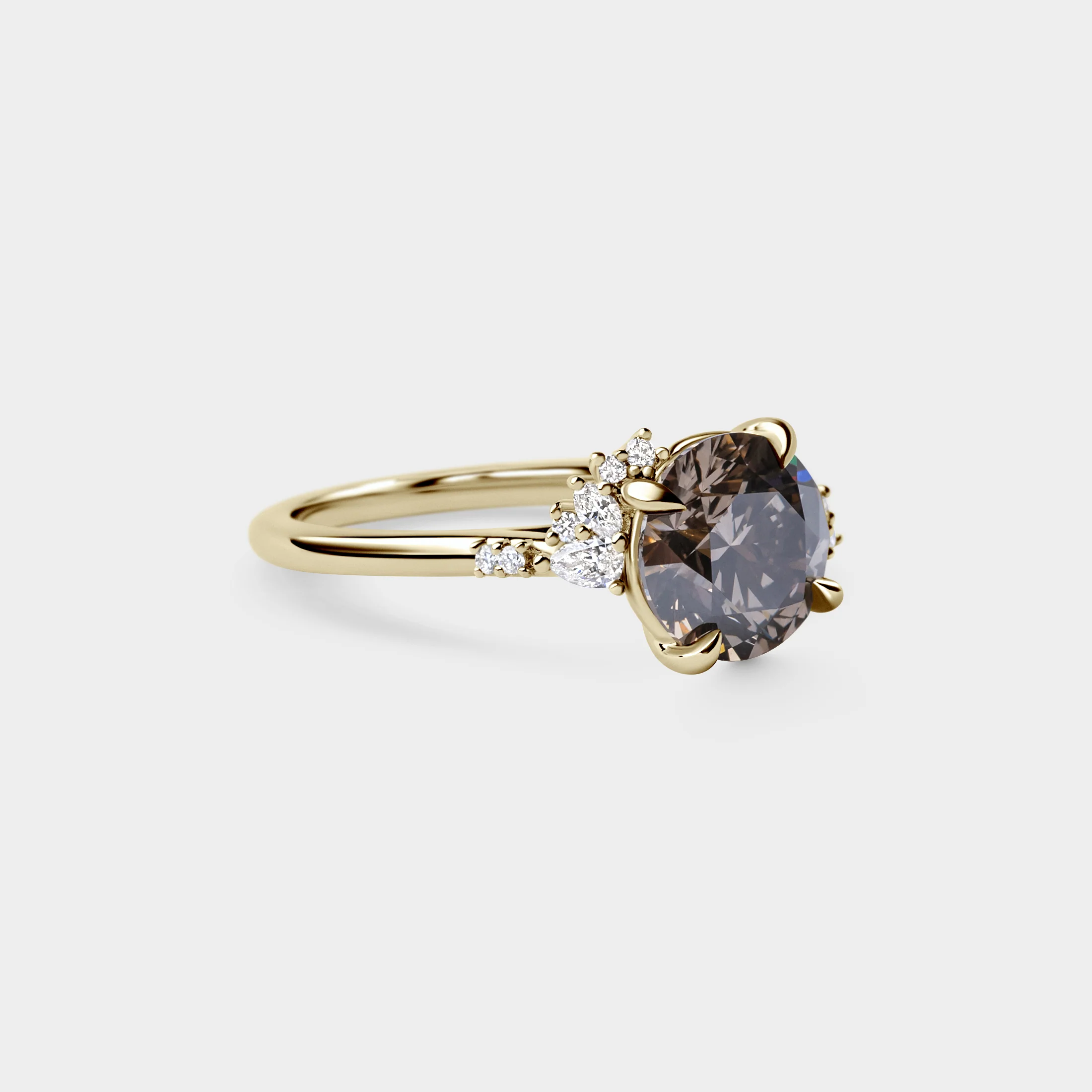 2.41ct Asymmetrical Cluster of Champagne Lab Champagne Diamond - Image 3
