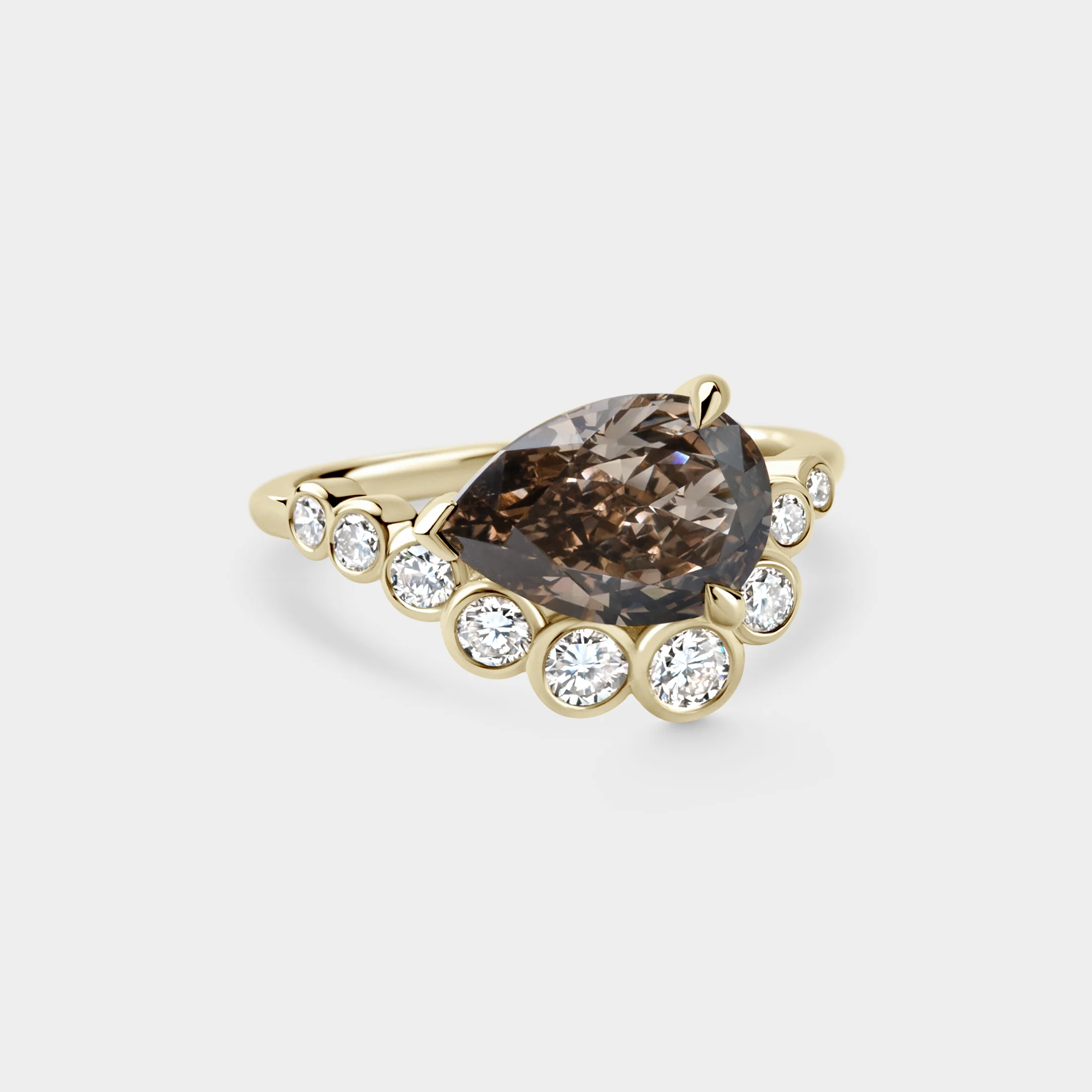 2.49ct East-West Champagne Pear w/ Soft Curved Bezel