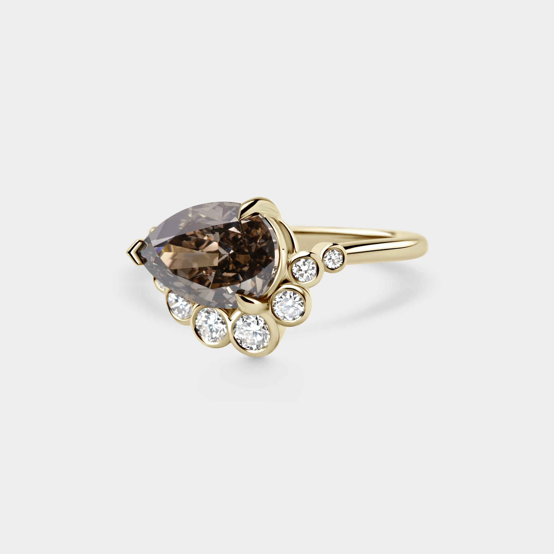 2.49ct East-West Champagne Pear w/ Soft Curved Bezel - Image 2