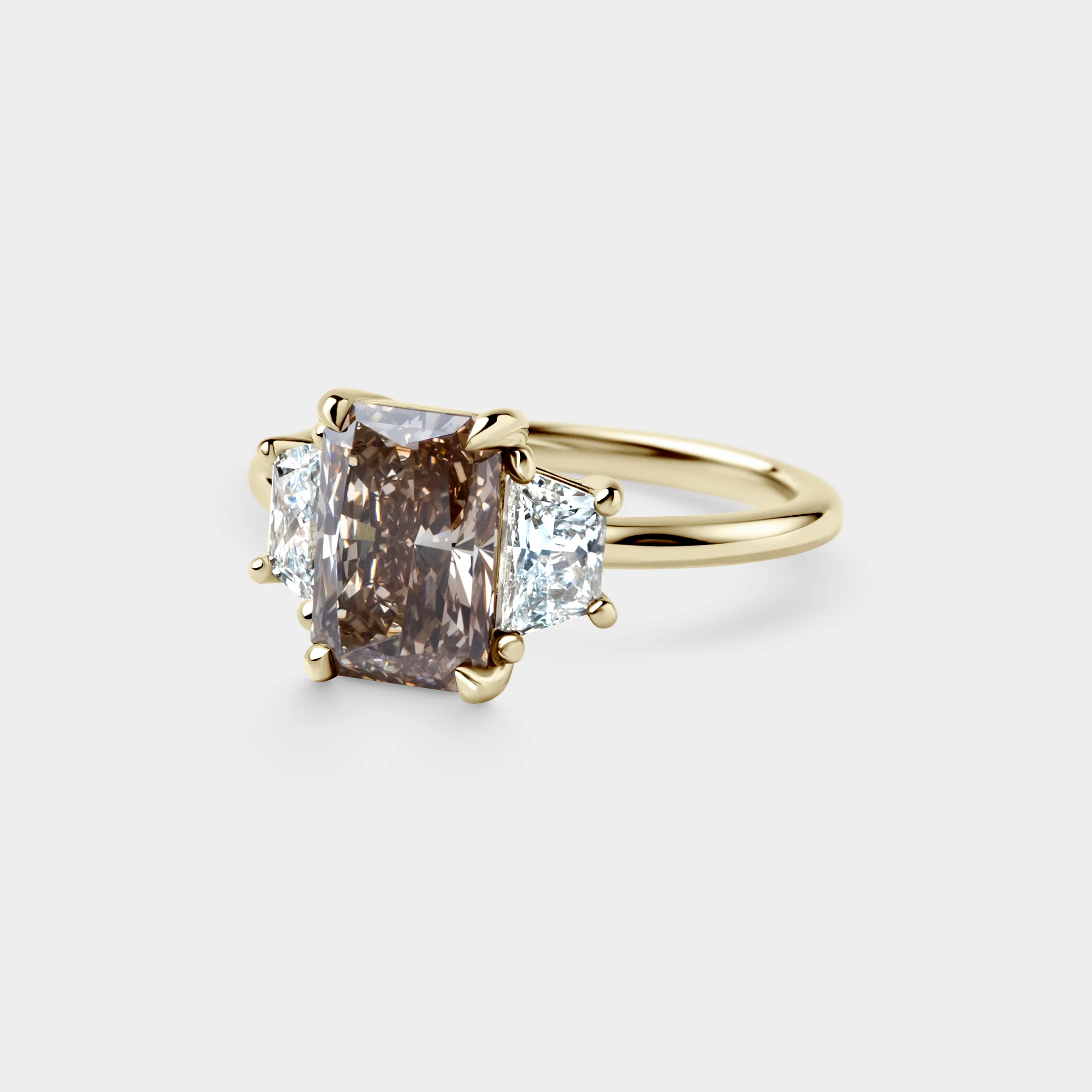 2.74ct Three Stone of Champagne Radiant & Trapezoid - Image 2