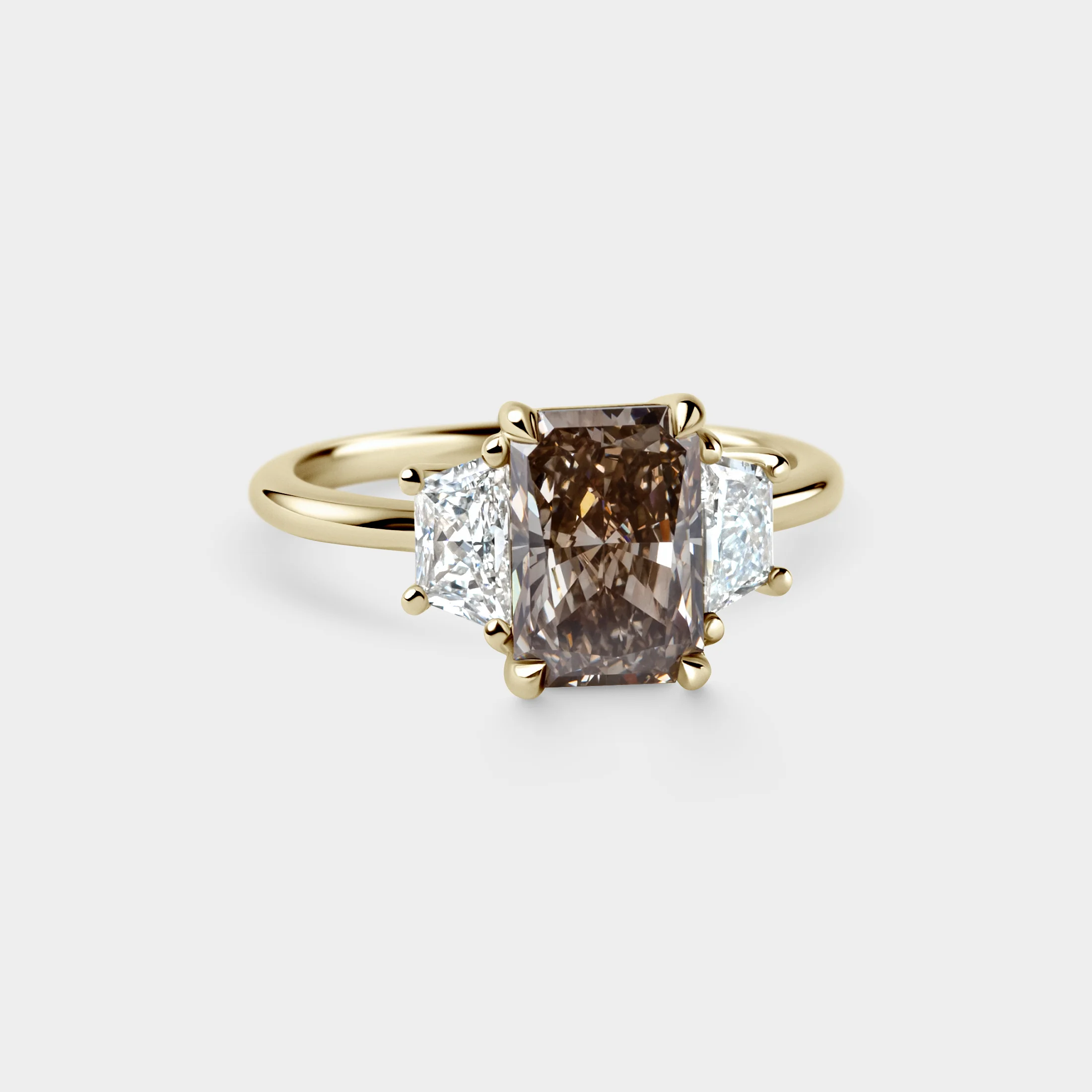 2.74ct Three Stone of Champagne Radiant & Trapezoid - Image 3