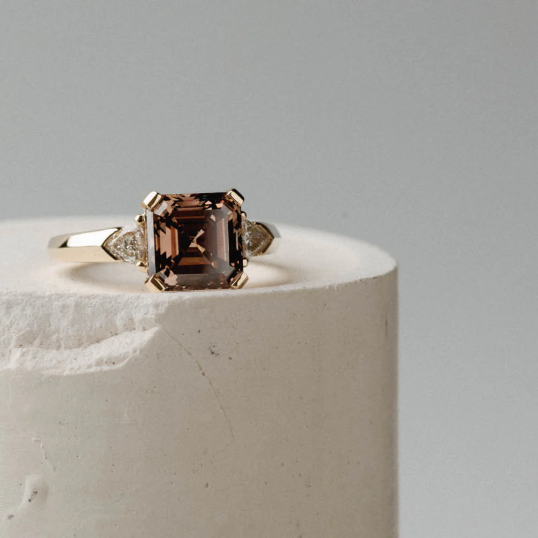 3.02ct Three Stone of Champagne Asscher & Trillion - Image 8