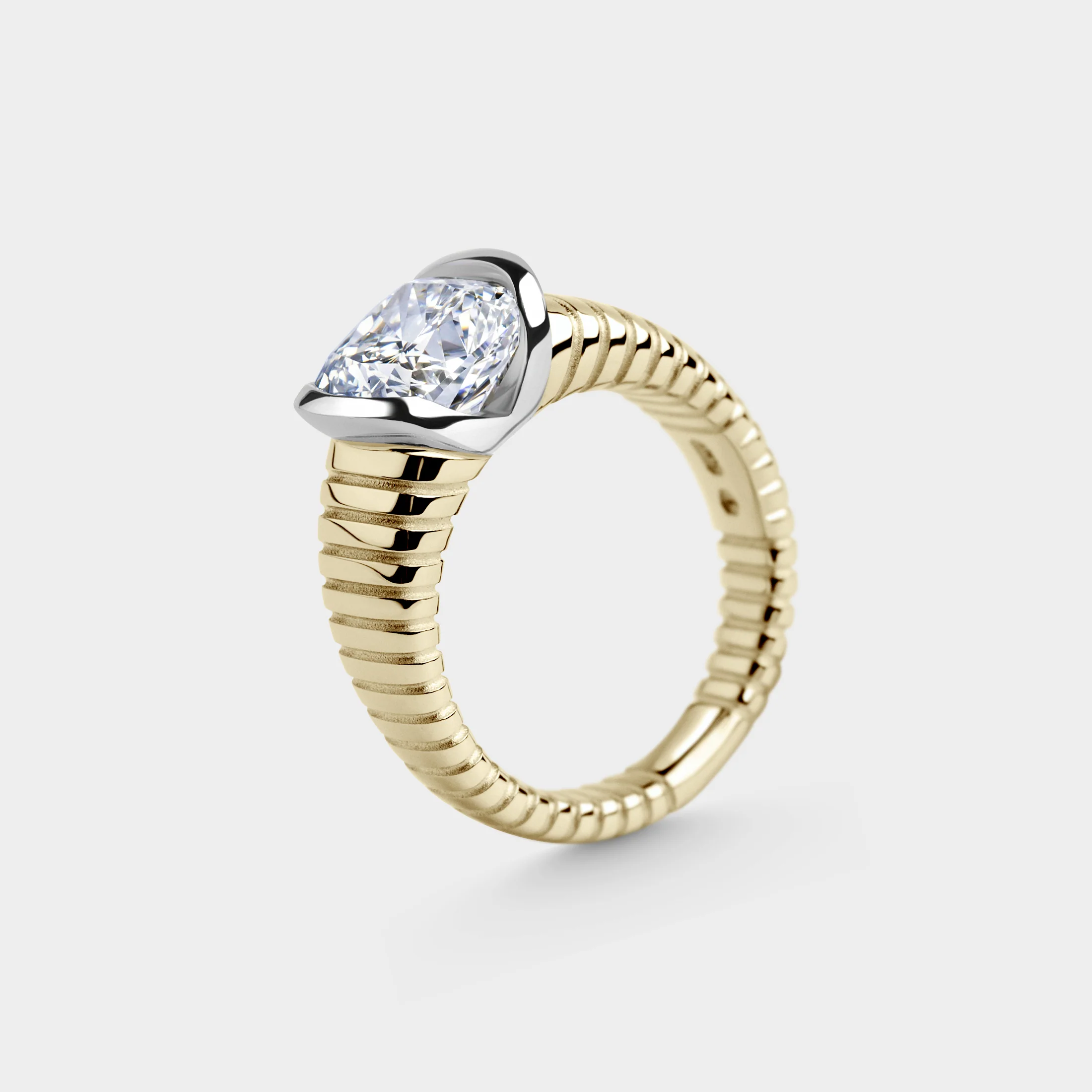 3.02ct Two Tone Ribbed, Cushion Lab Diamond - Image 2