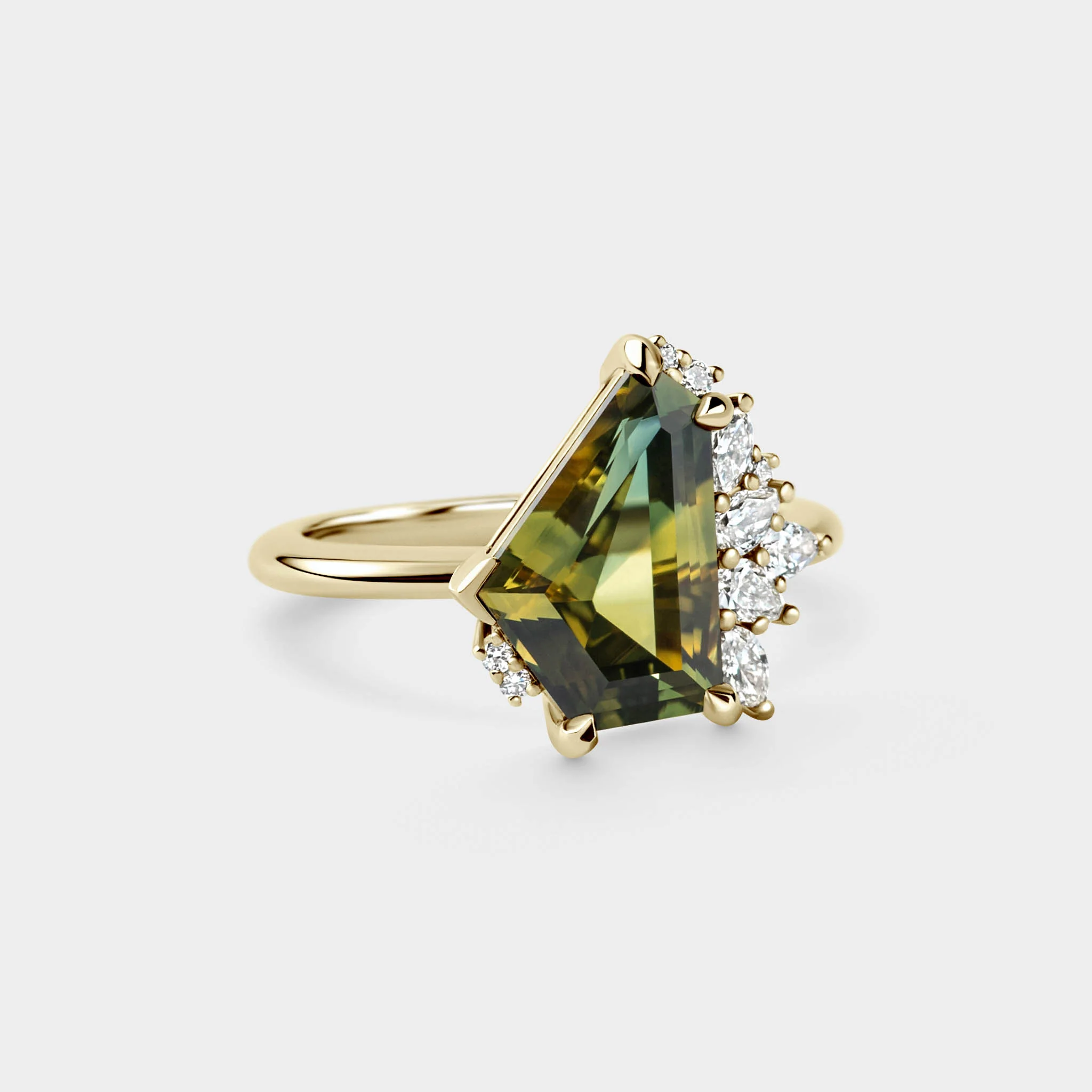 4.05ct Irregular Cluster of Freeform Sapphire & Diamond