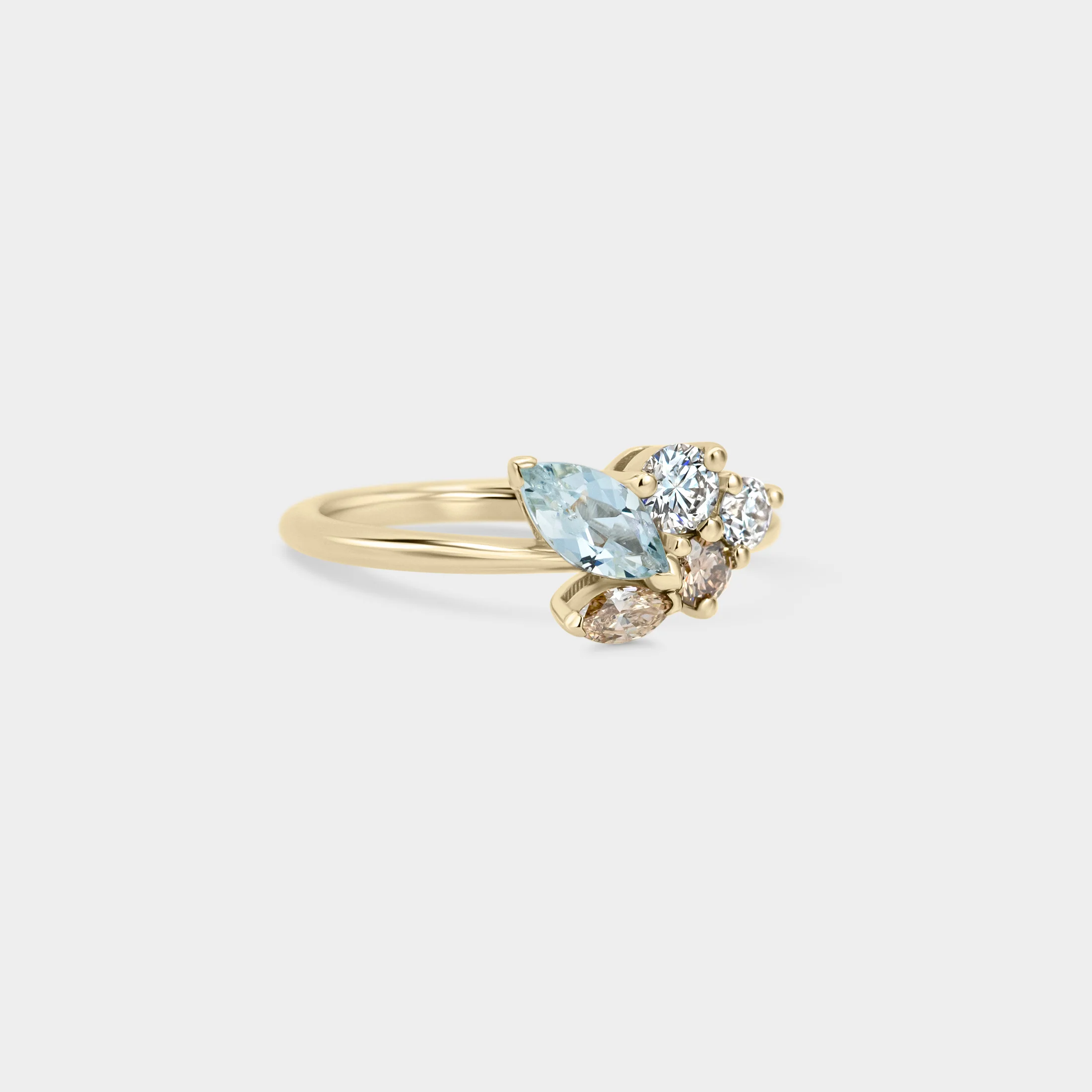 Aqua & Champagne Five Stone Cluster - Image 2