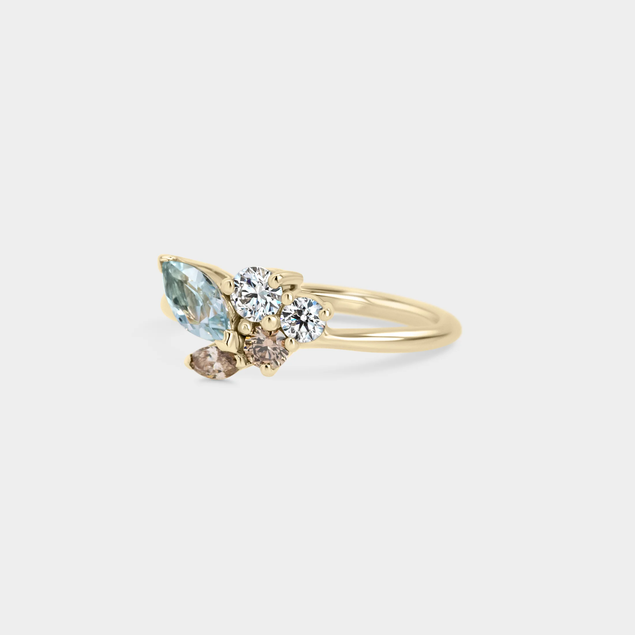 Aqua & Champagne Five Stone Cluster - Image 3