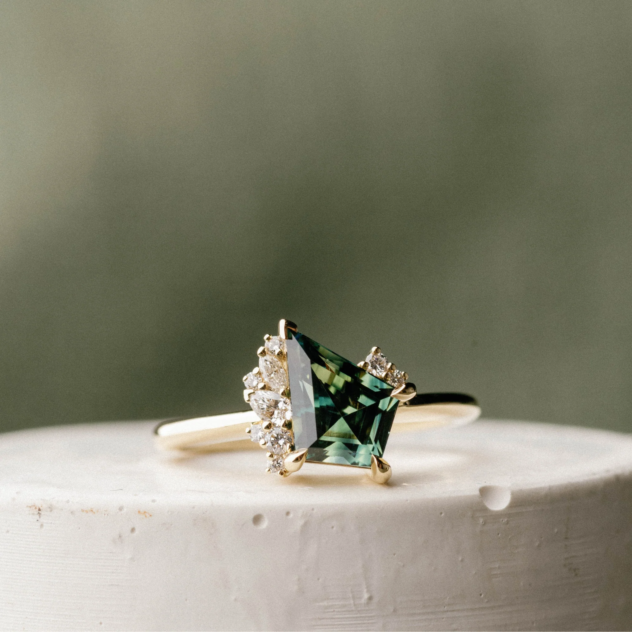 Asymmetrical Cluster of Kite Sapphire & Diamond - Image 4