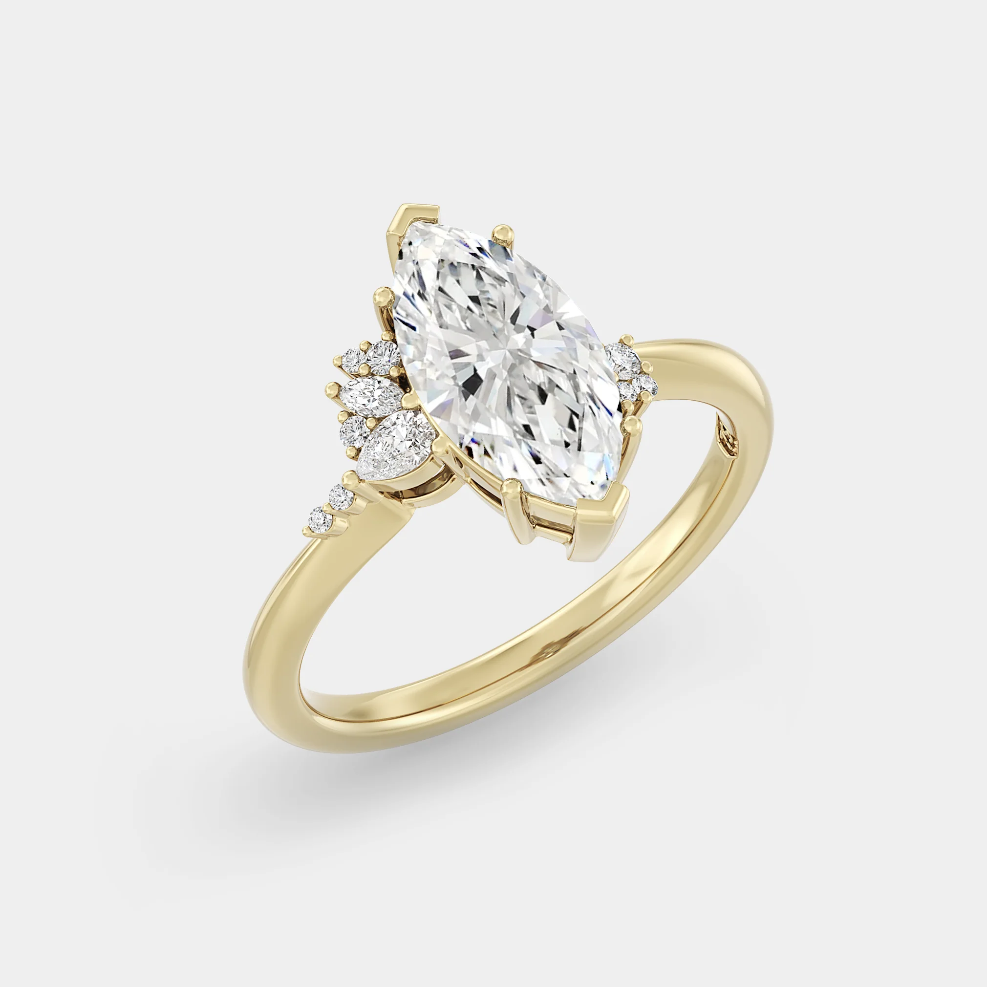 Asymmetrical Cluster of Lab Grown Marquise Diamond - Image 5