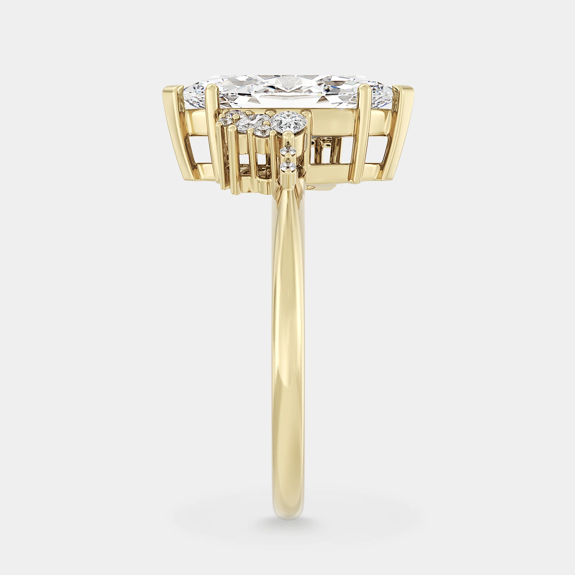 Asymmetrical Cluster of Lab Grown Marquise Diamond - Image 6