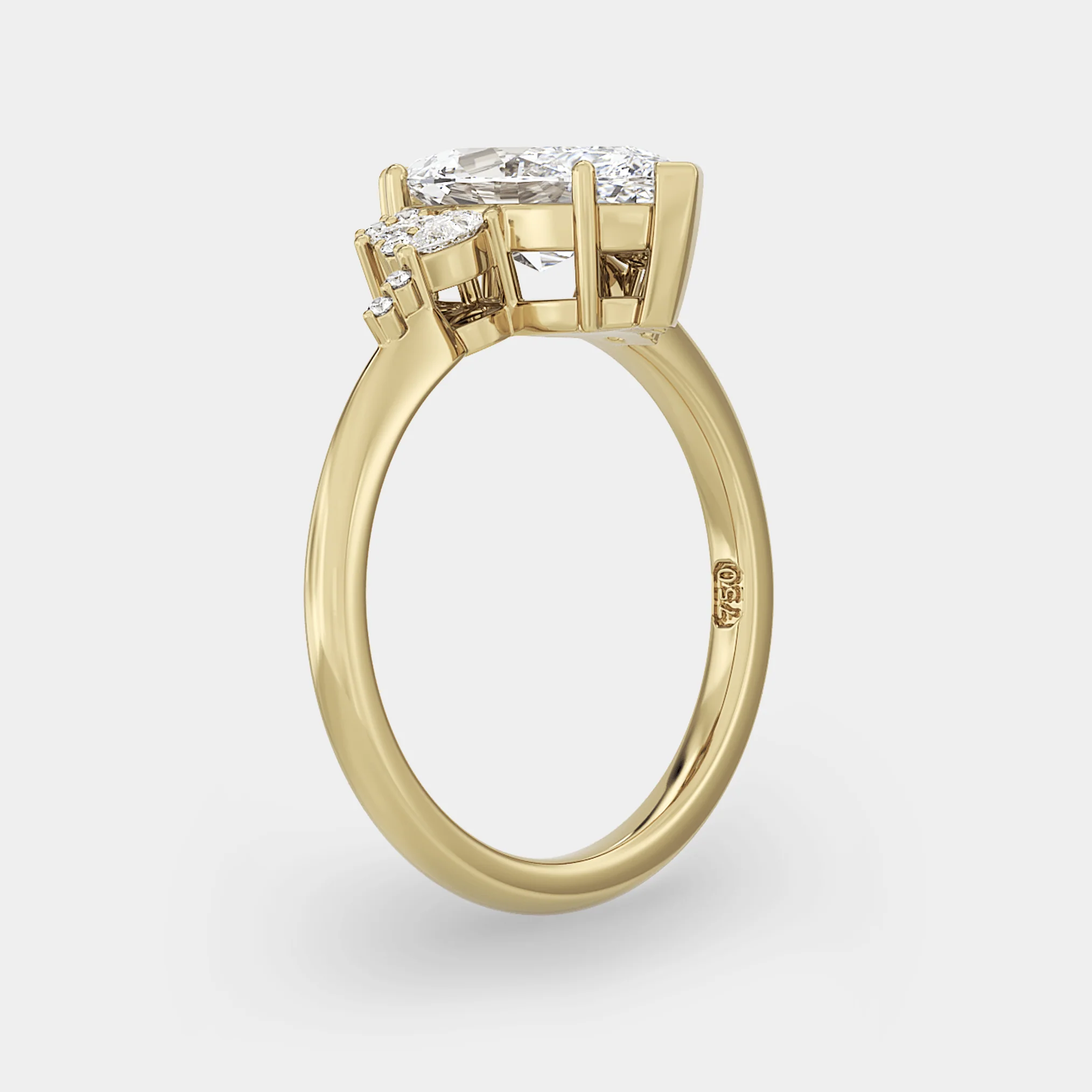 Asymmetrical Cluster of Lab Grown Marquise Diamond - Image 2