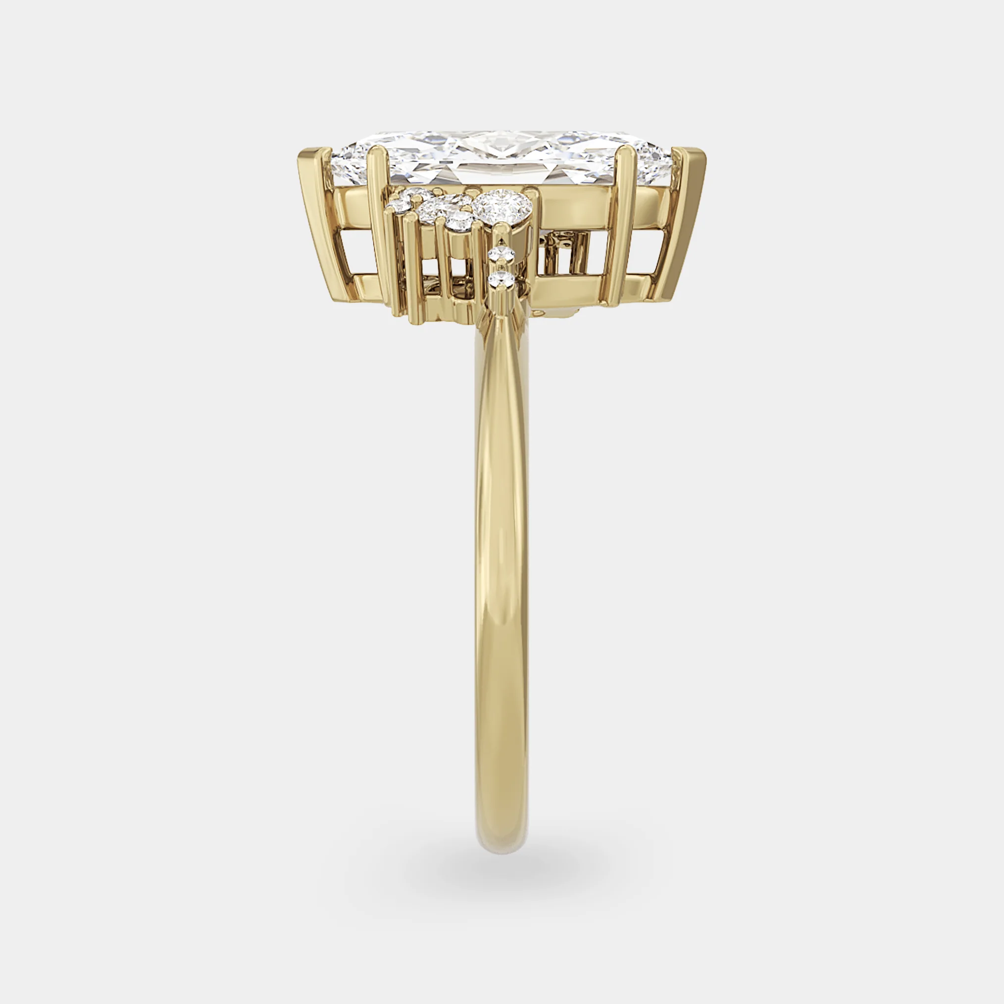 Asymmetrical Cluster of Lab Grown Marquise Diamond - Image 3