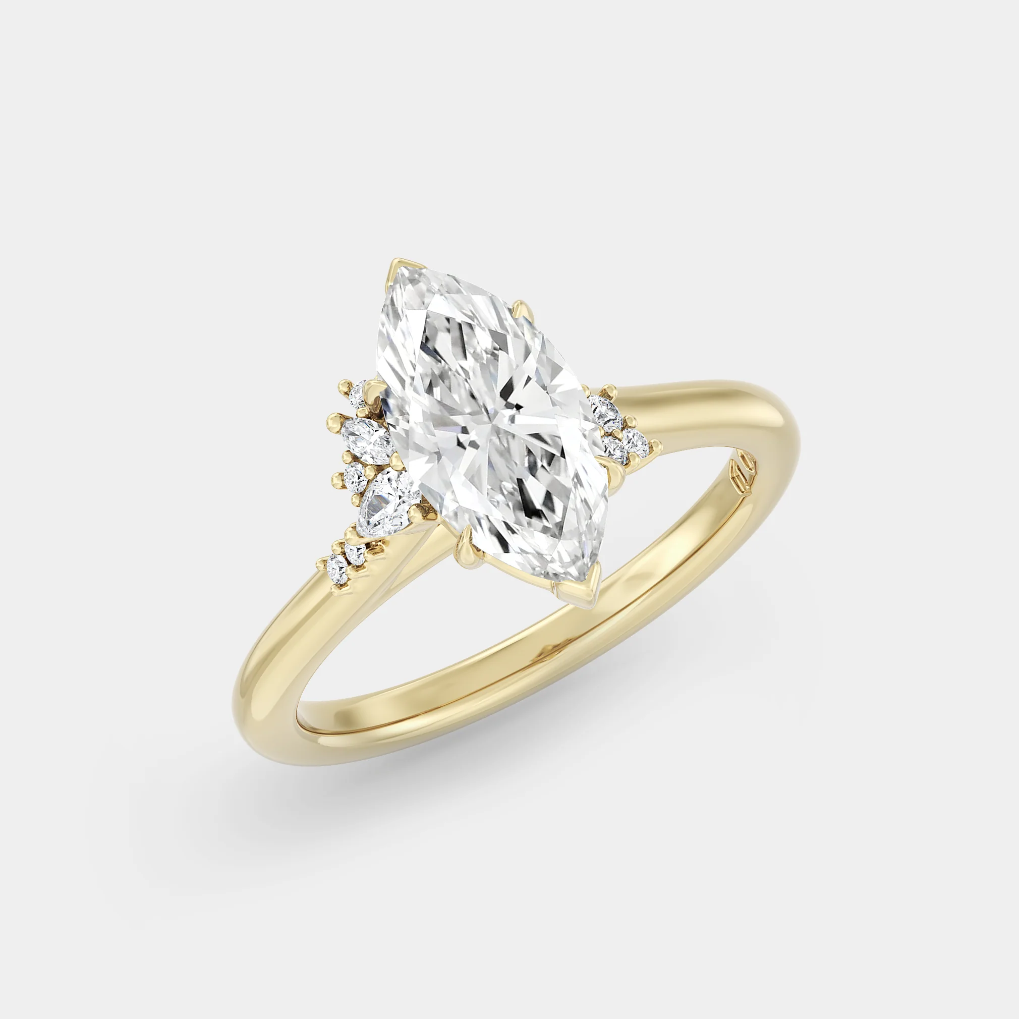 Asymmetrical Cluster of Lab Grown Marquise Diamond (cathedral set) - Image 5