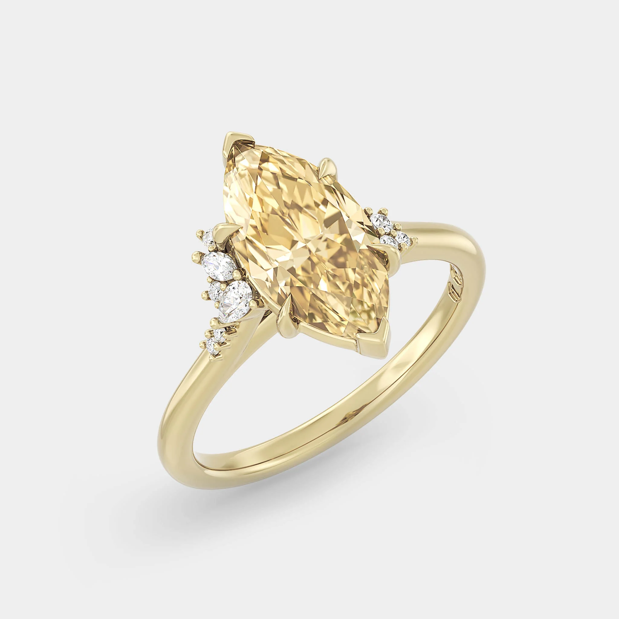 Asymmetrical Cluster of Lab Grown Marquise Yellow Diamond - Image 2